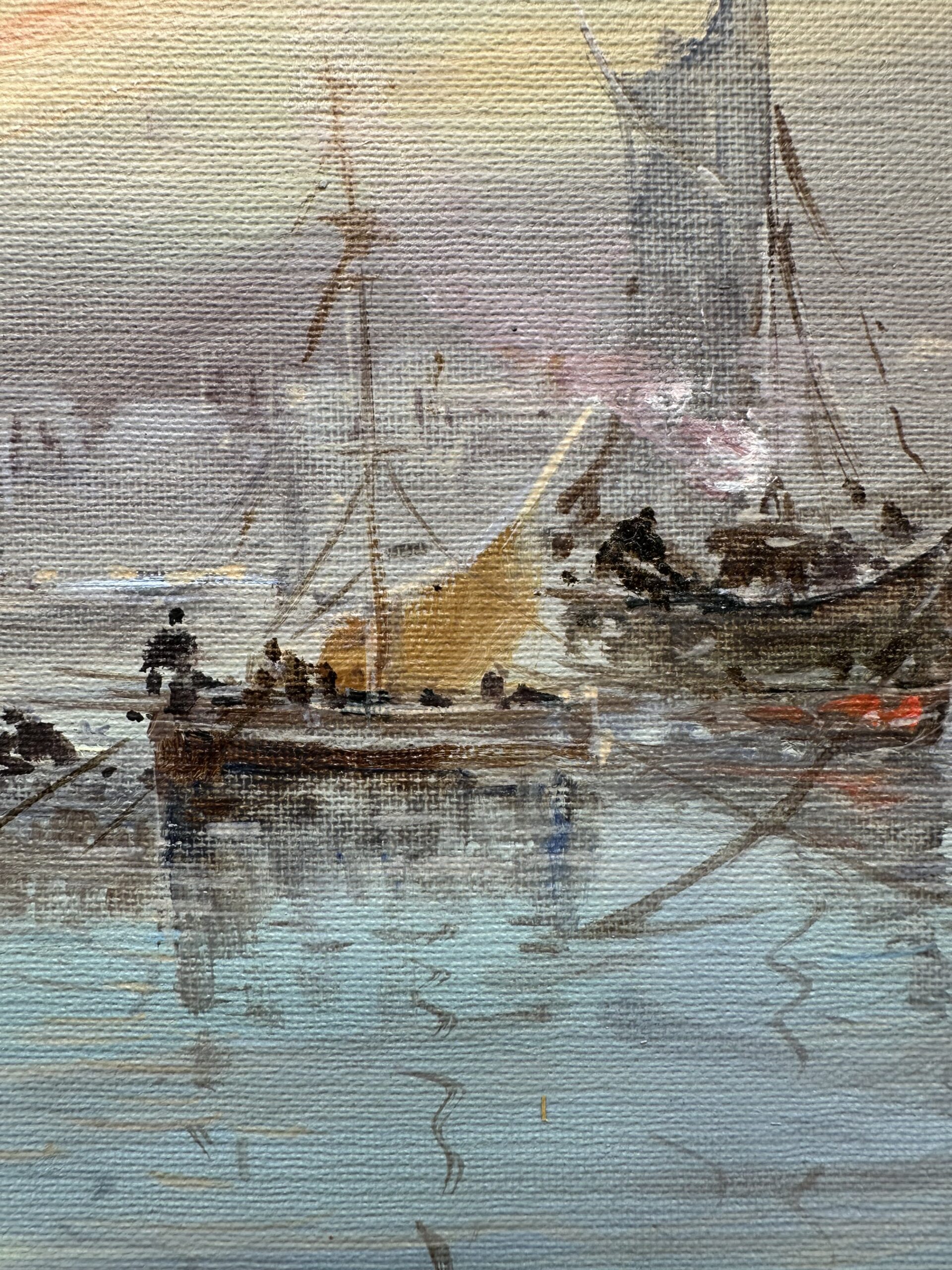 Peinture à l'huile bateaux sur bois – Image 7