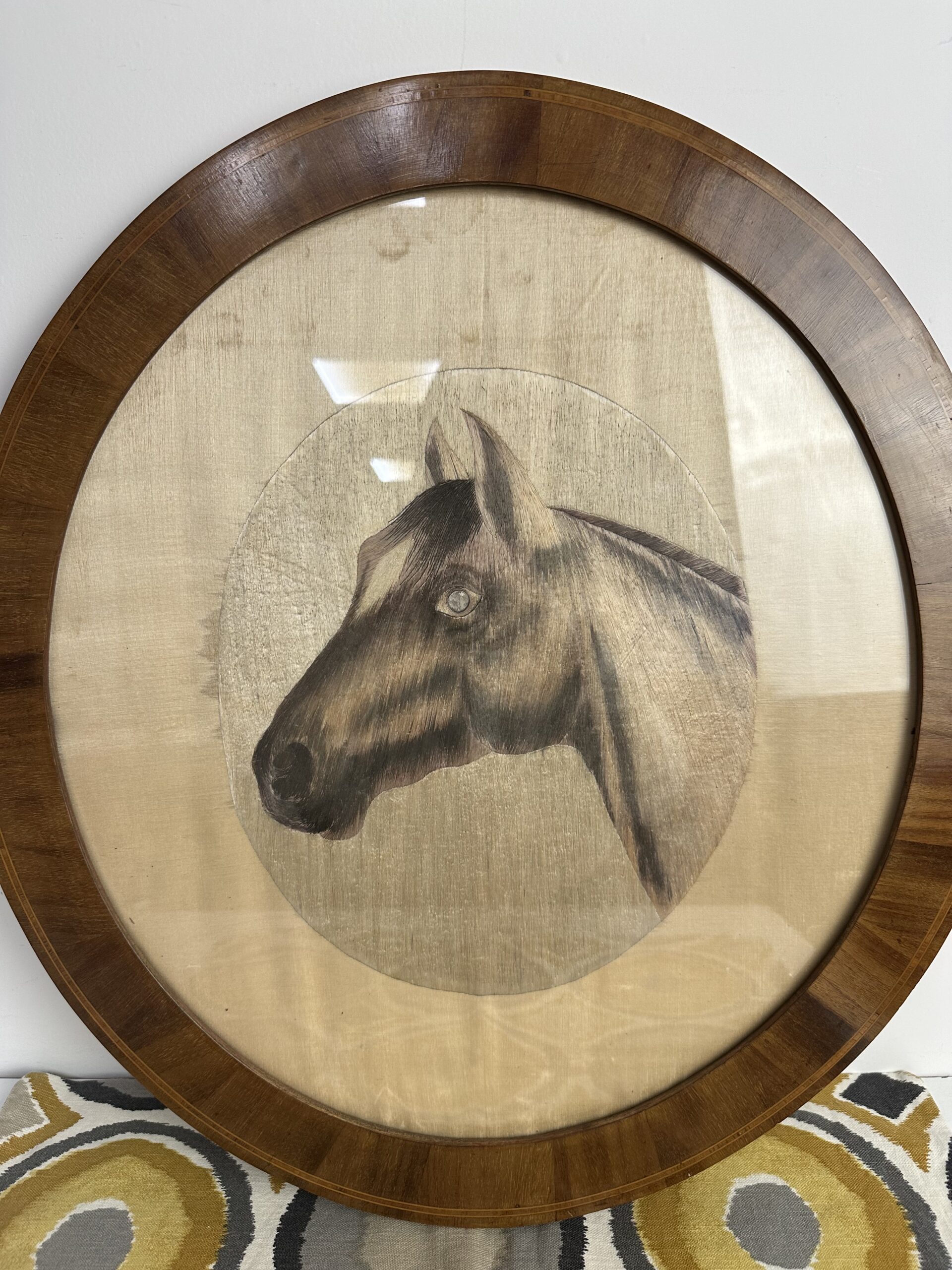 Ancien cadre broderie sur soie