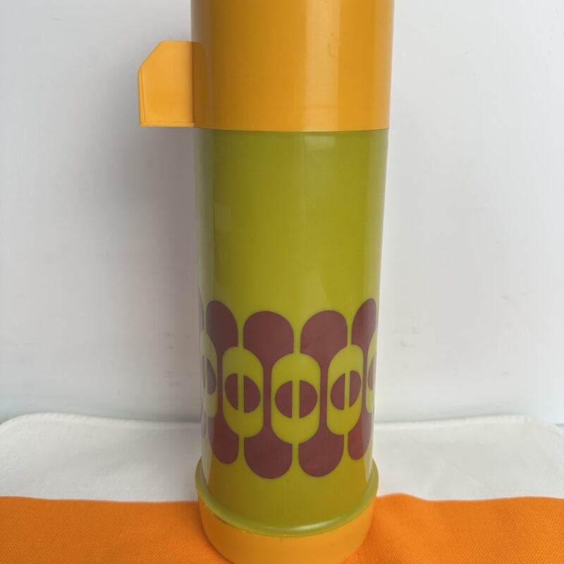 Bouteille thermos vintage vert orange