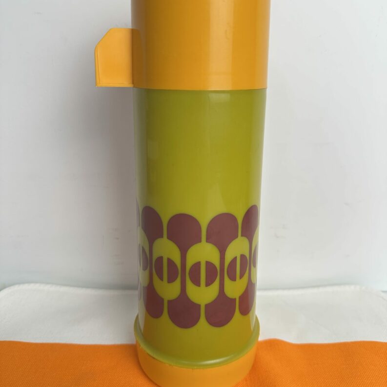 Bouteille thermos vintage vert orange