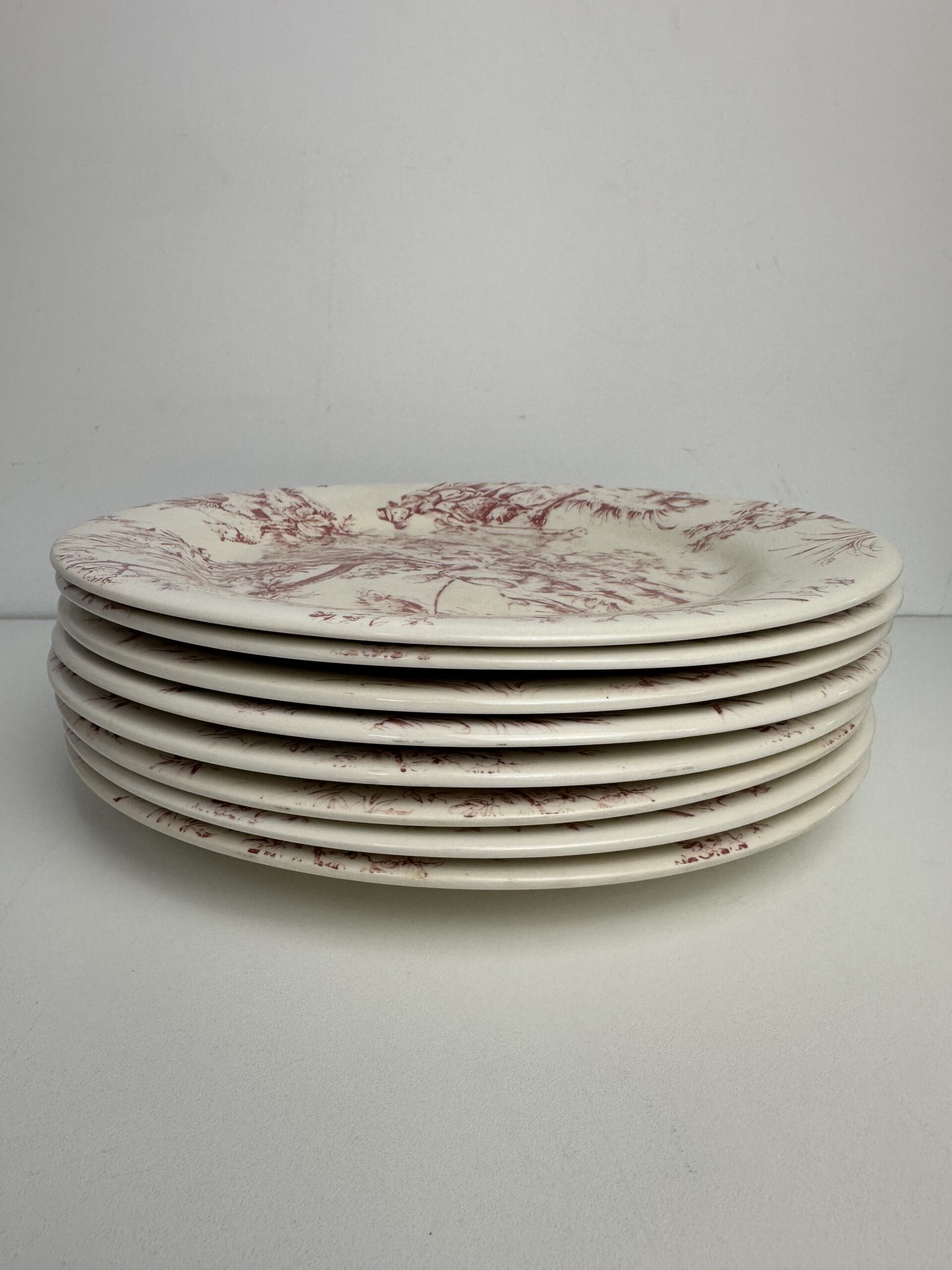 8 assiettes plates Gien Toile de Jouy – Image 2