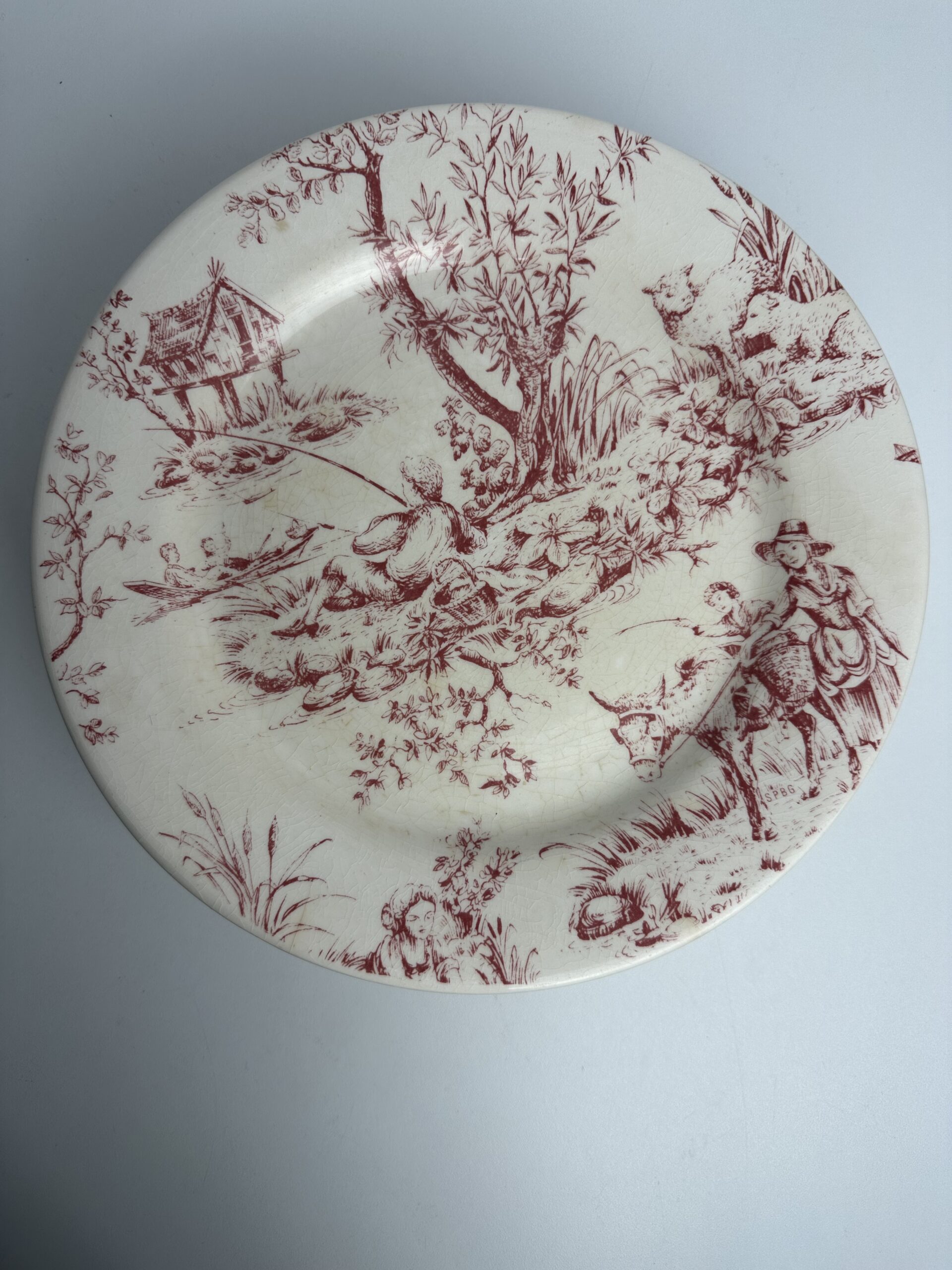 8 assiettes plates Gien Toile de Jouy – Image 3