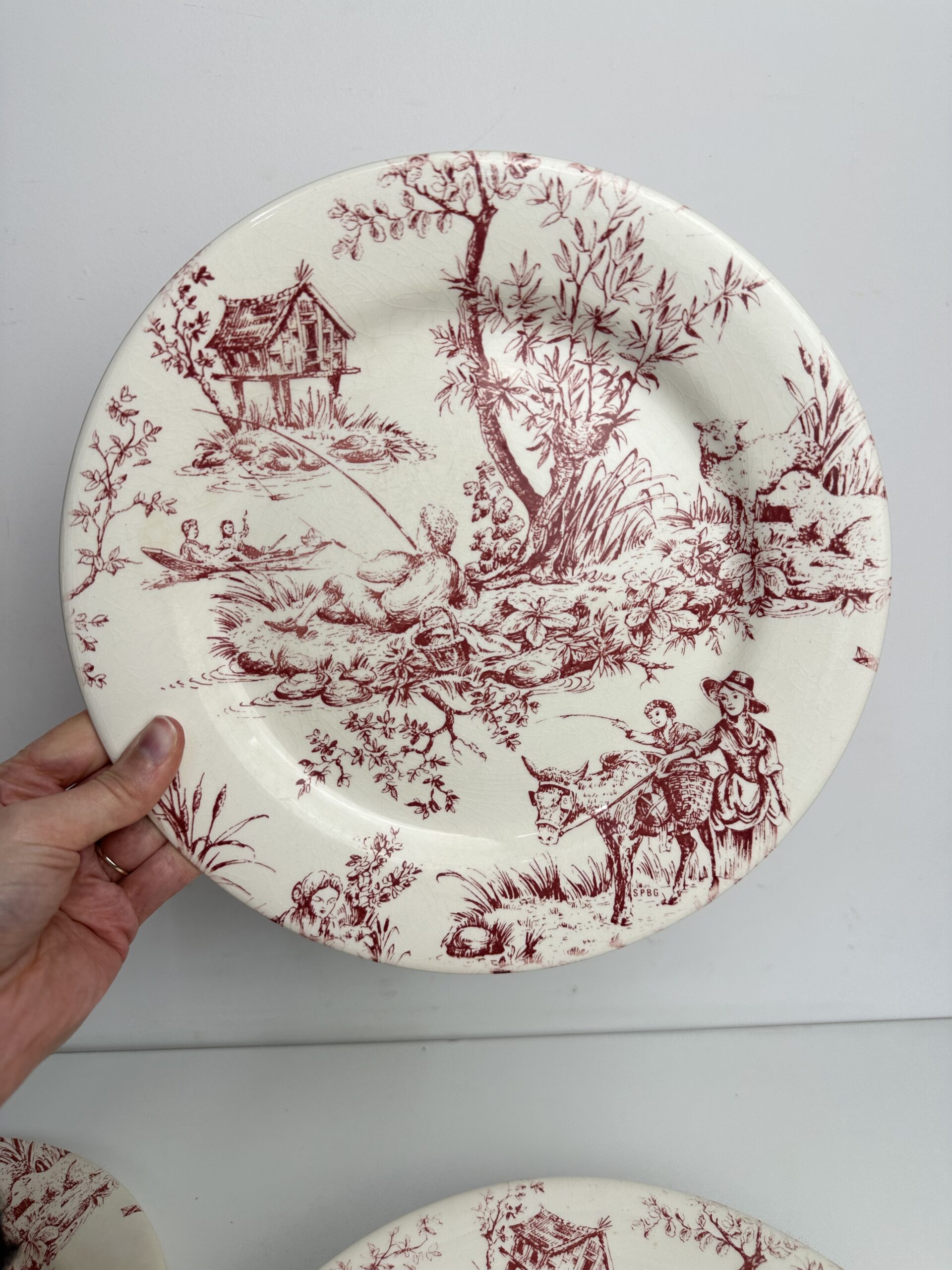8 assiettes plates Gien Toile de Jouy – Image 9