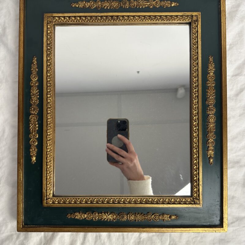 Miroir ancien style Empire vert et doré