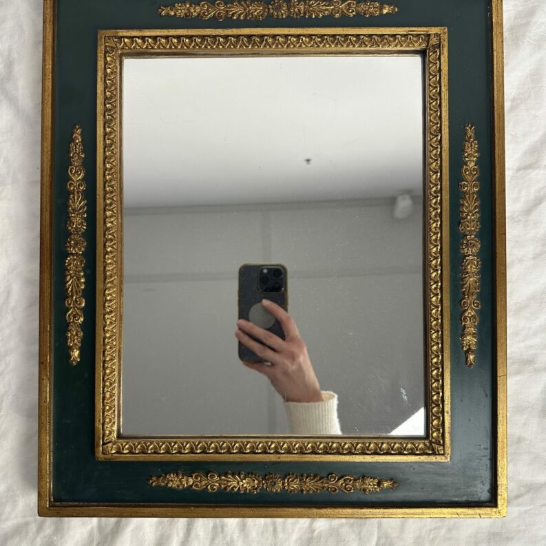 Miroir ancien style Empire vert et doré