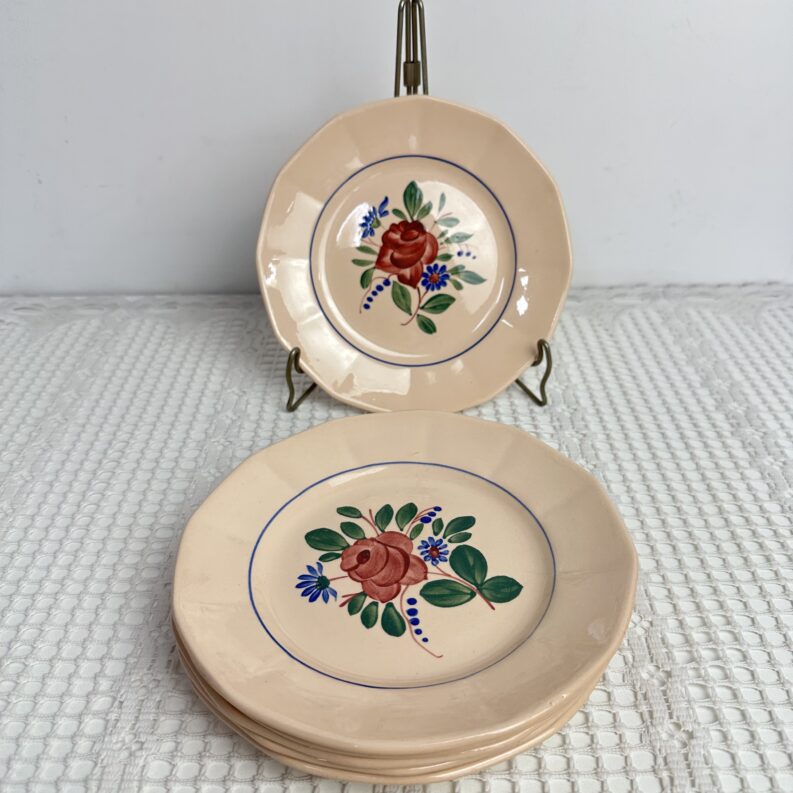 6 assiettes à dessert fleuries Digoin Sarreguemines