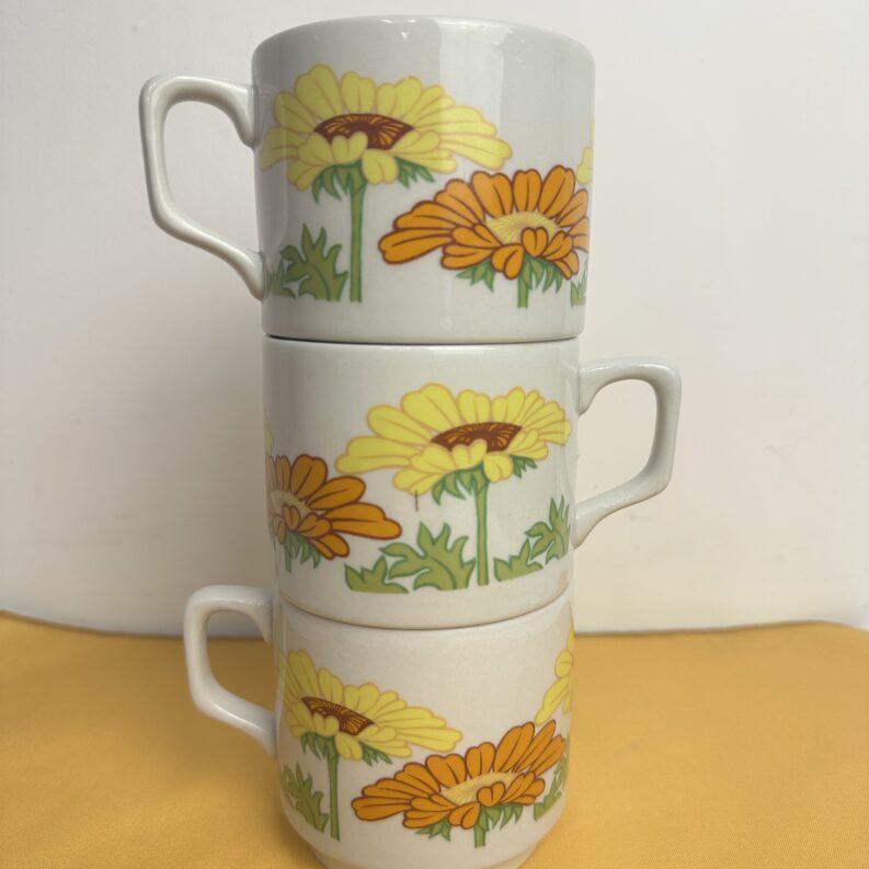 3 tasses fleuries vintage Tognana