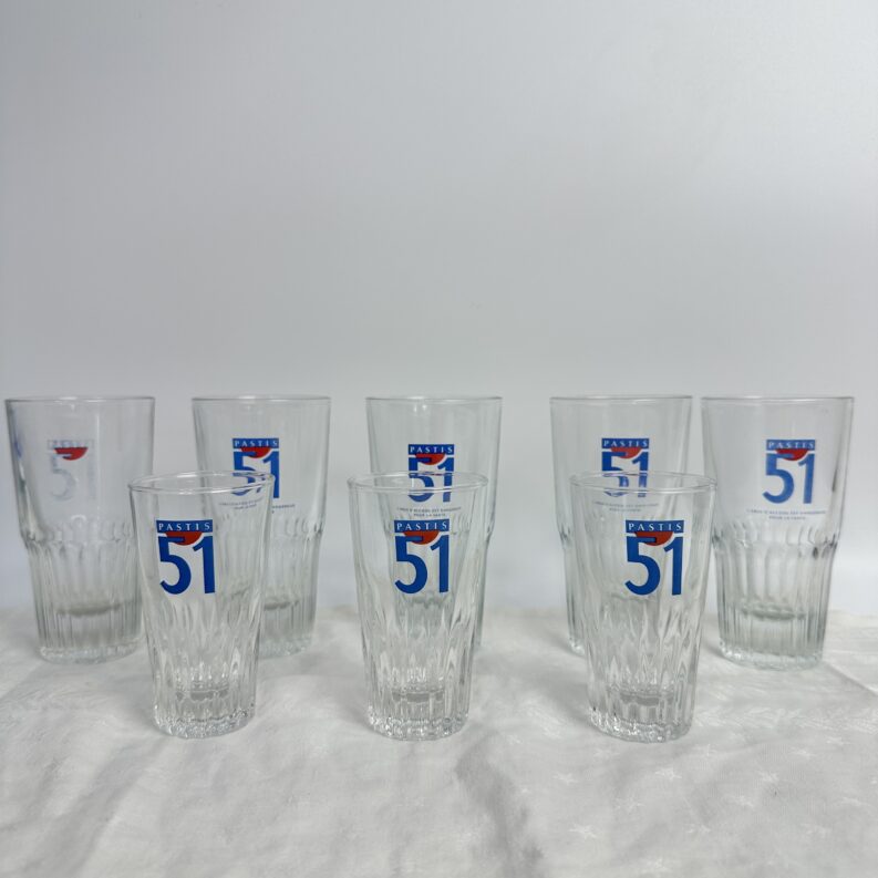 Lot de 8 verres Pastis 51 vintage