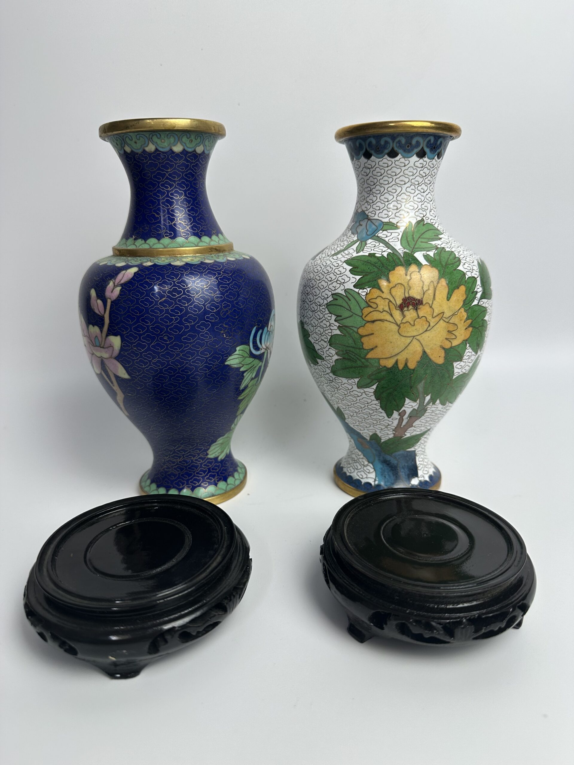 Duo de vases cloisonnés chinois – Image 3