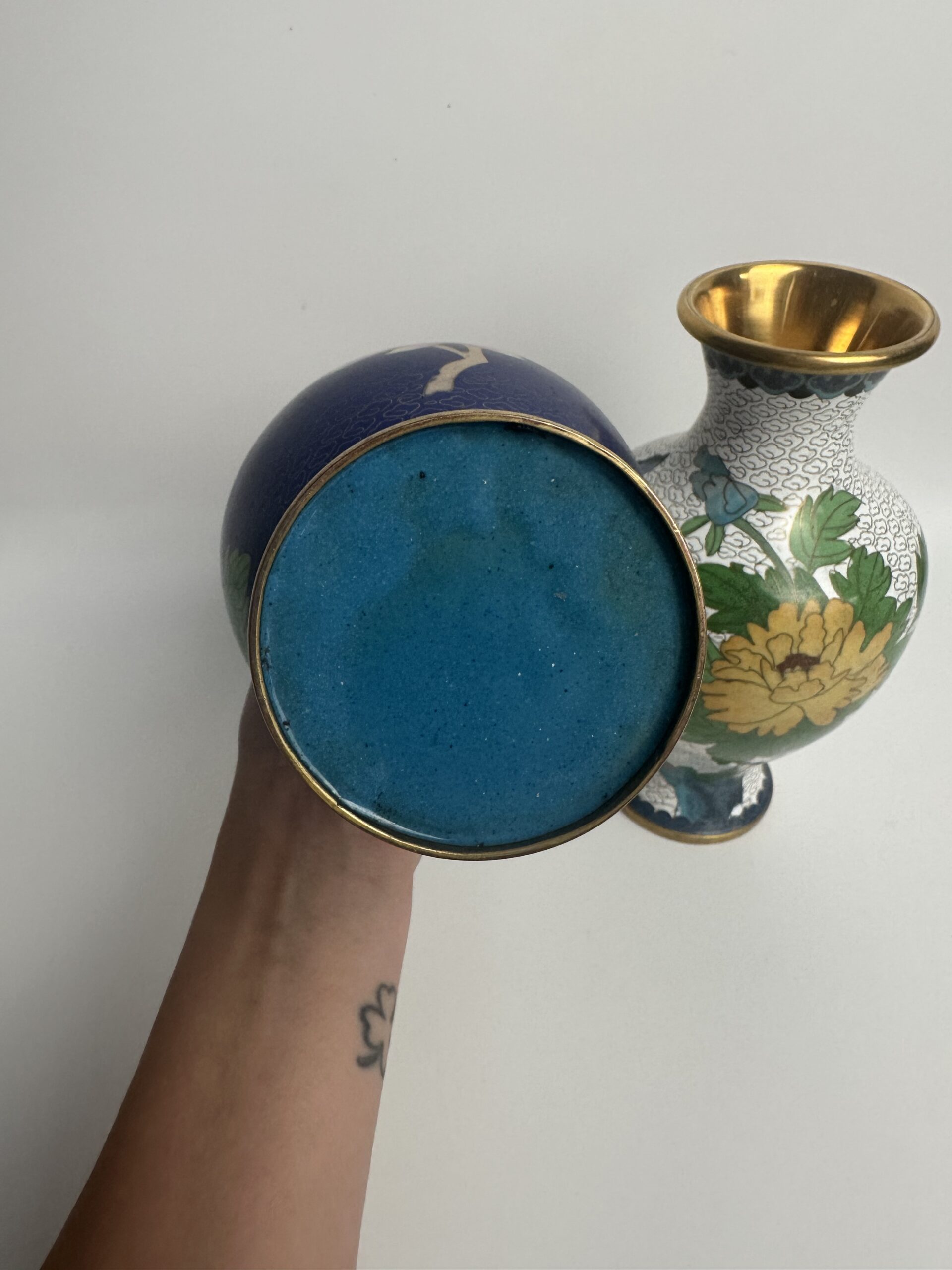 Duo de vases cloisonnés chinois – Image 12