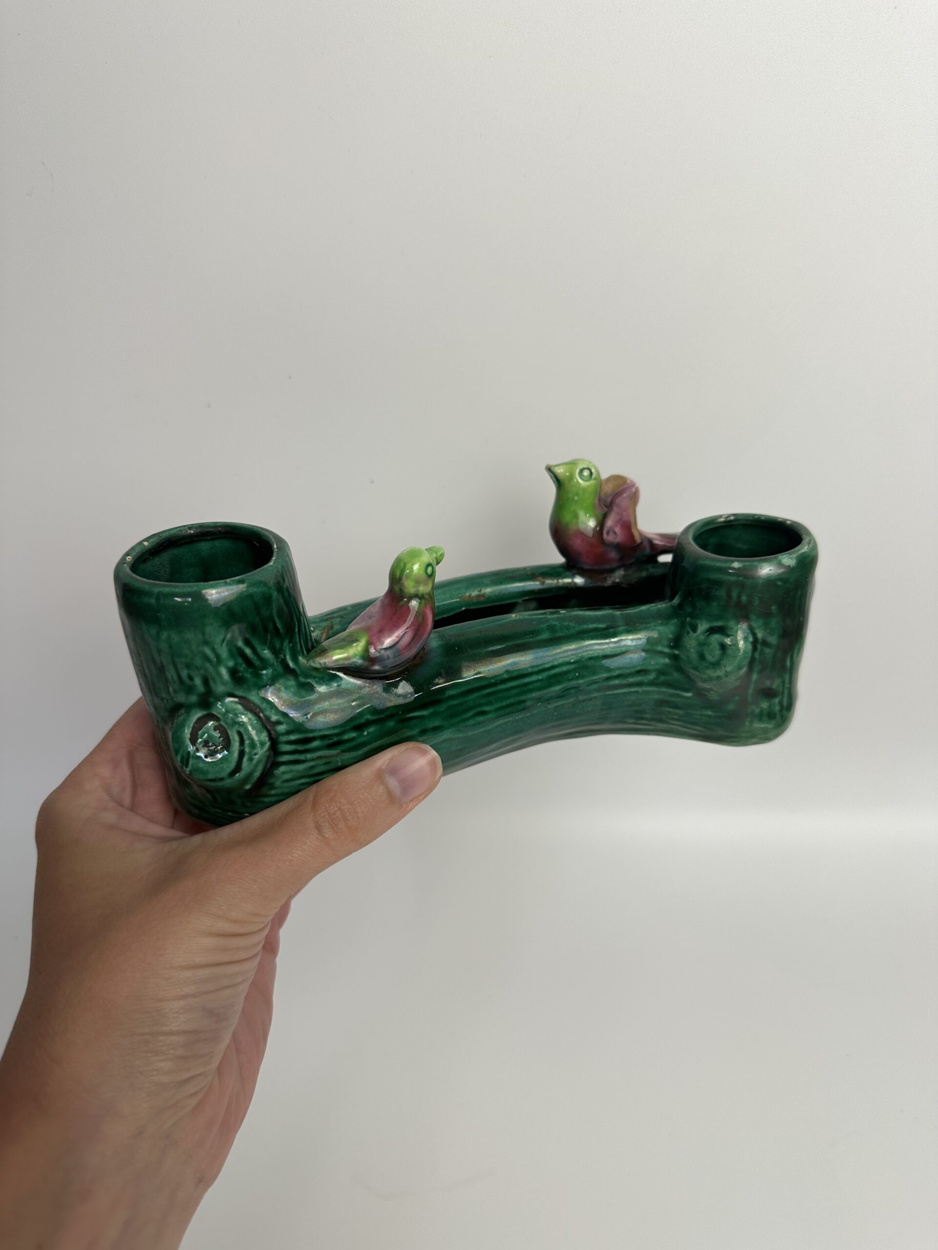Bougeoir en céramique Vallauris décor oiseaux – Image 12