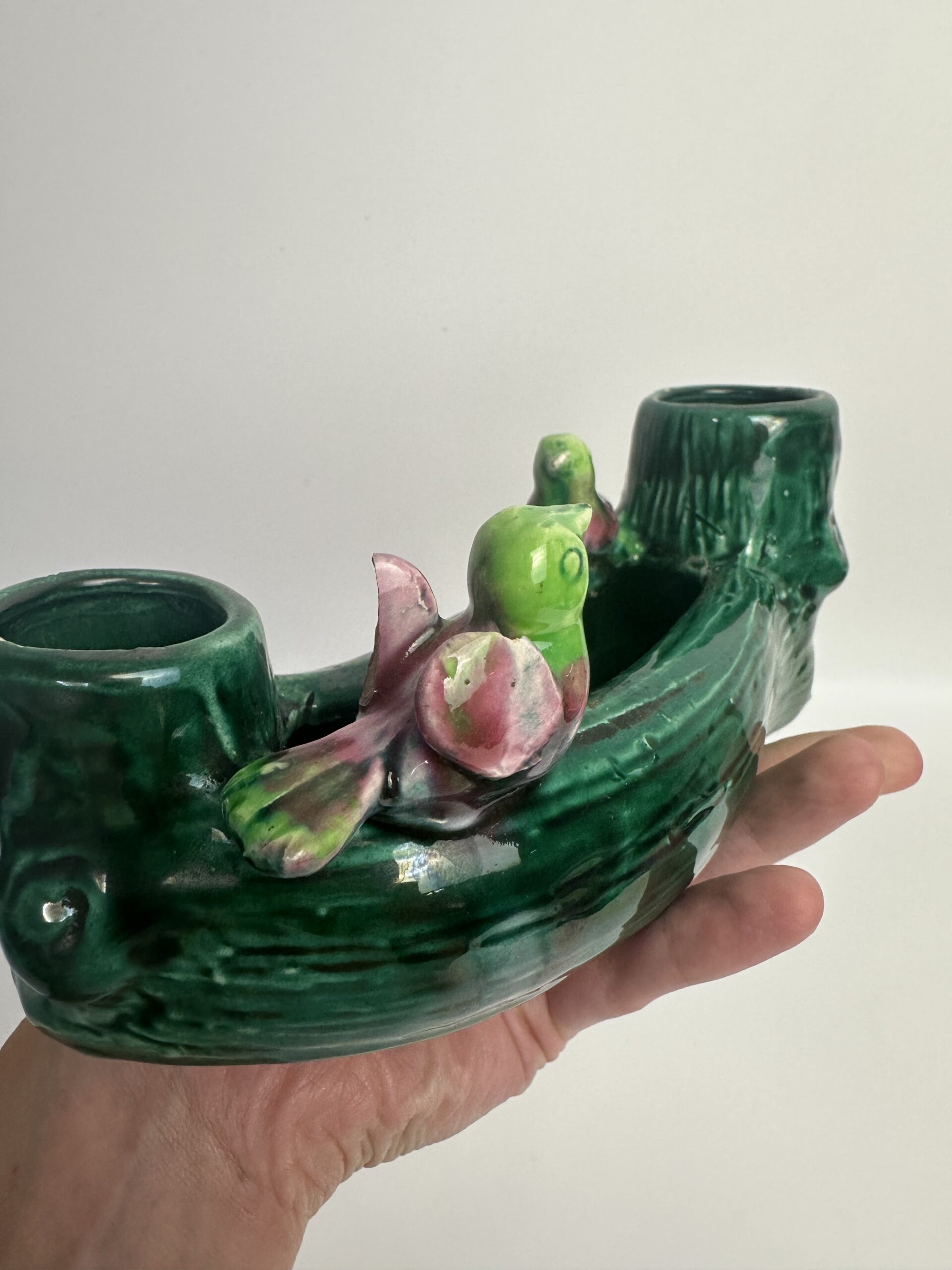 Bougeoir en céramique Vallauris décor oiseaux – Image 13