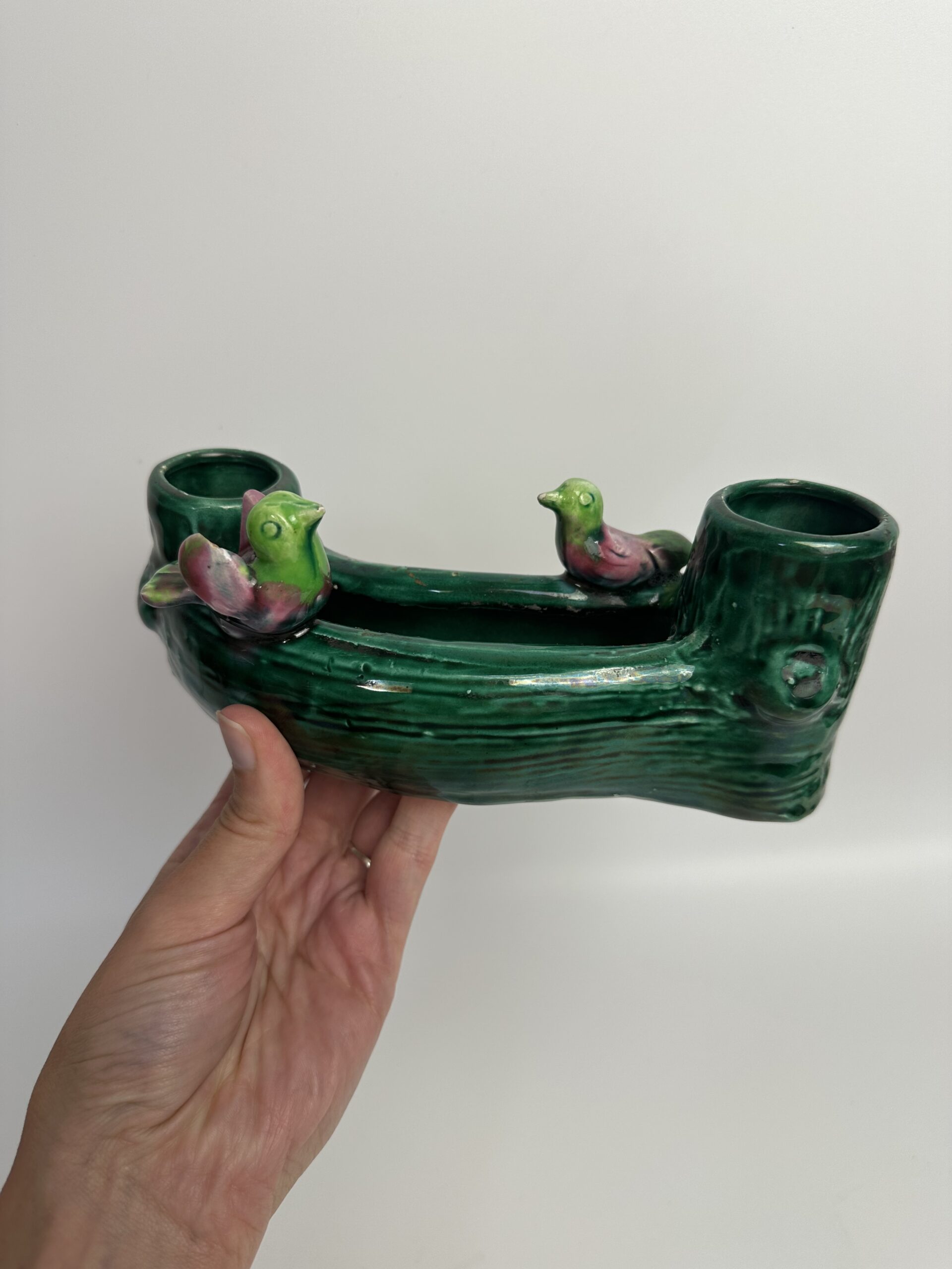 Bougeoir en céramique Vallauris décor oiseaux – Image 14