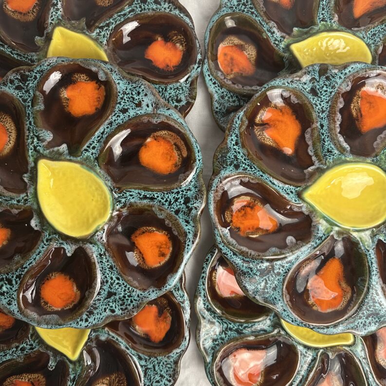 Lot de 6 assiettes à huitres Vallauris