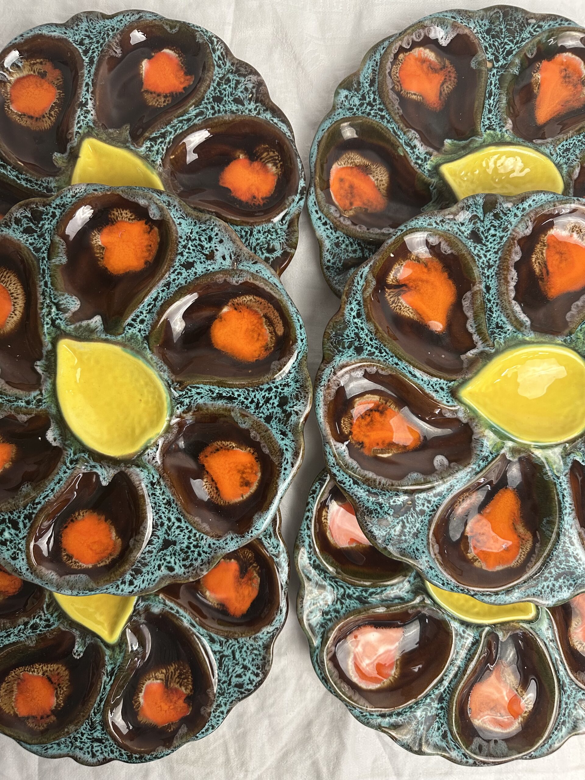 Lot de 6 assiettes à huitres Vallauris