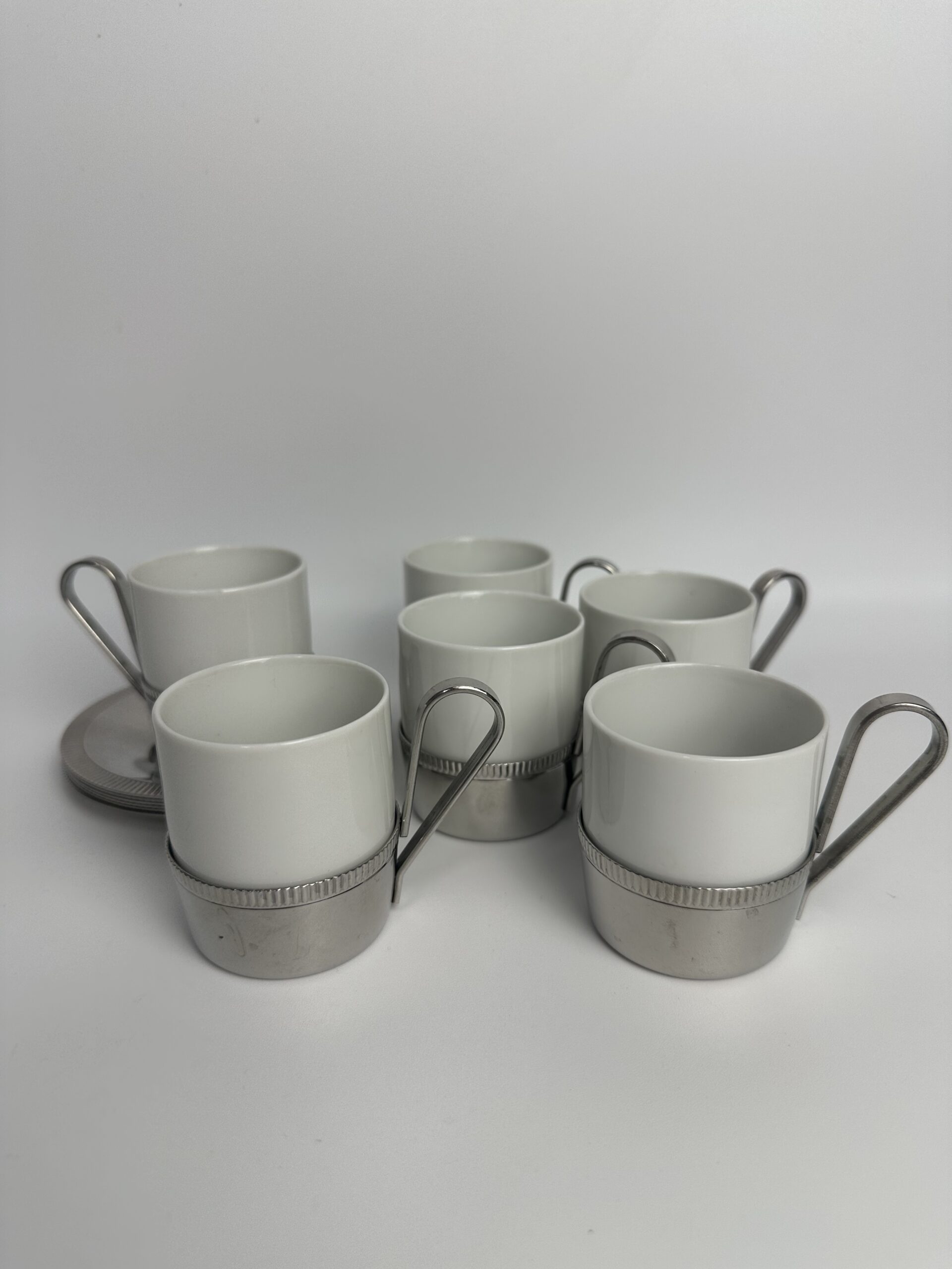 6 tasses expresso et soucoupes en inox Letang Remy – Image 2