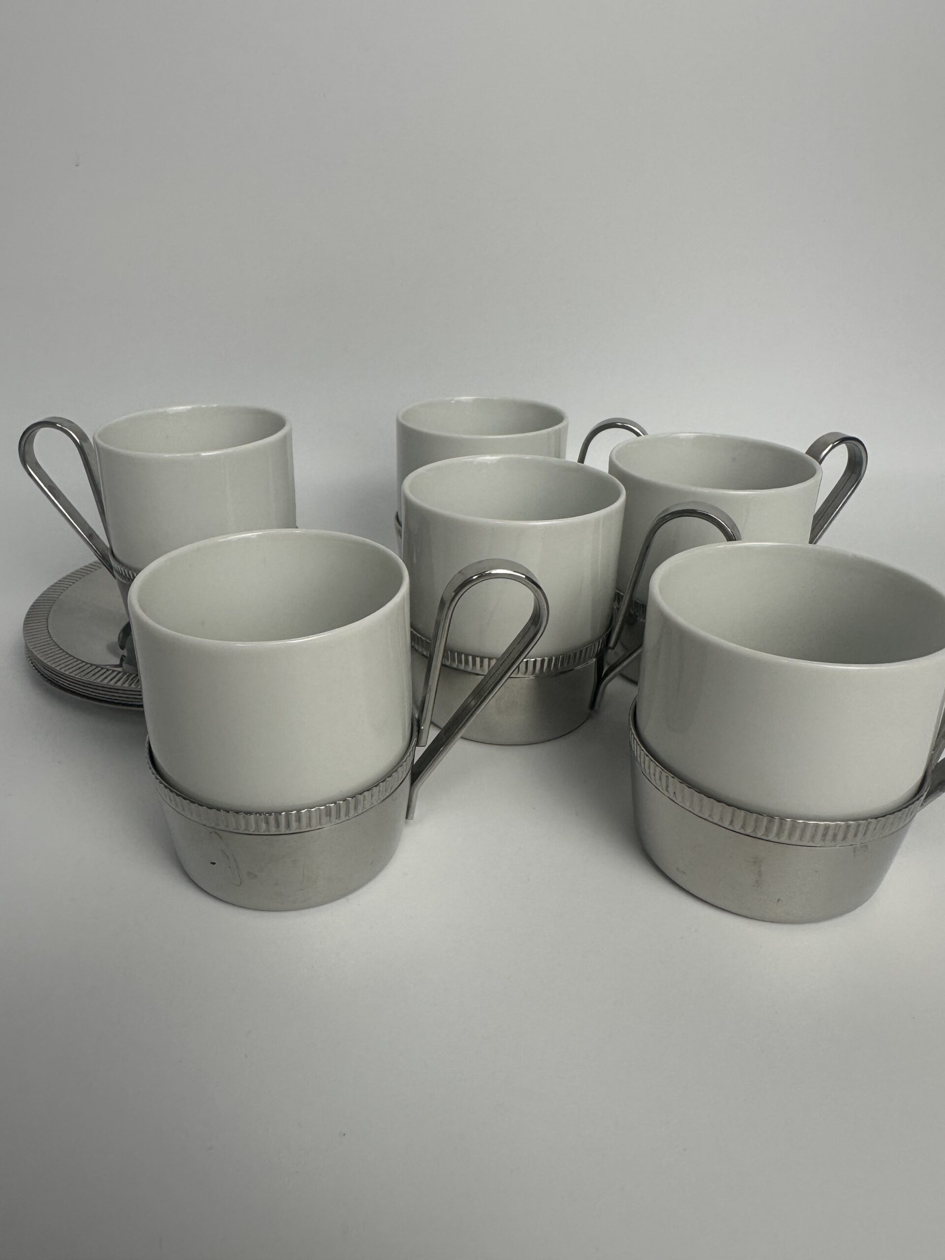 6 tasses expresso et soucoupes en inox Letang Remy – Image 3