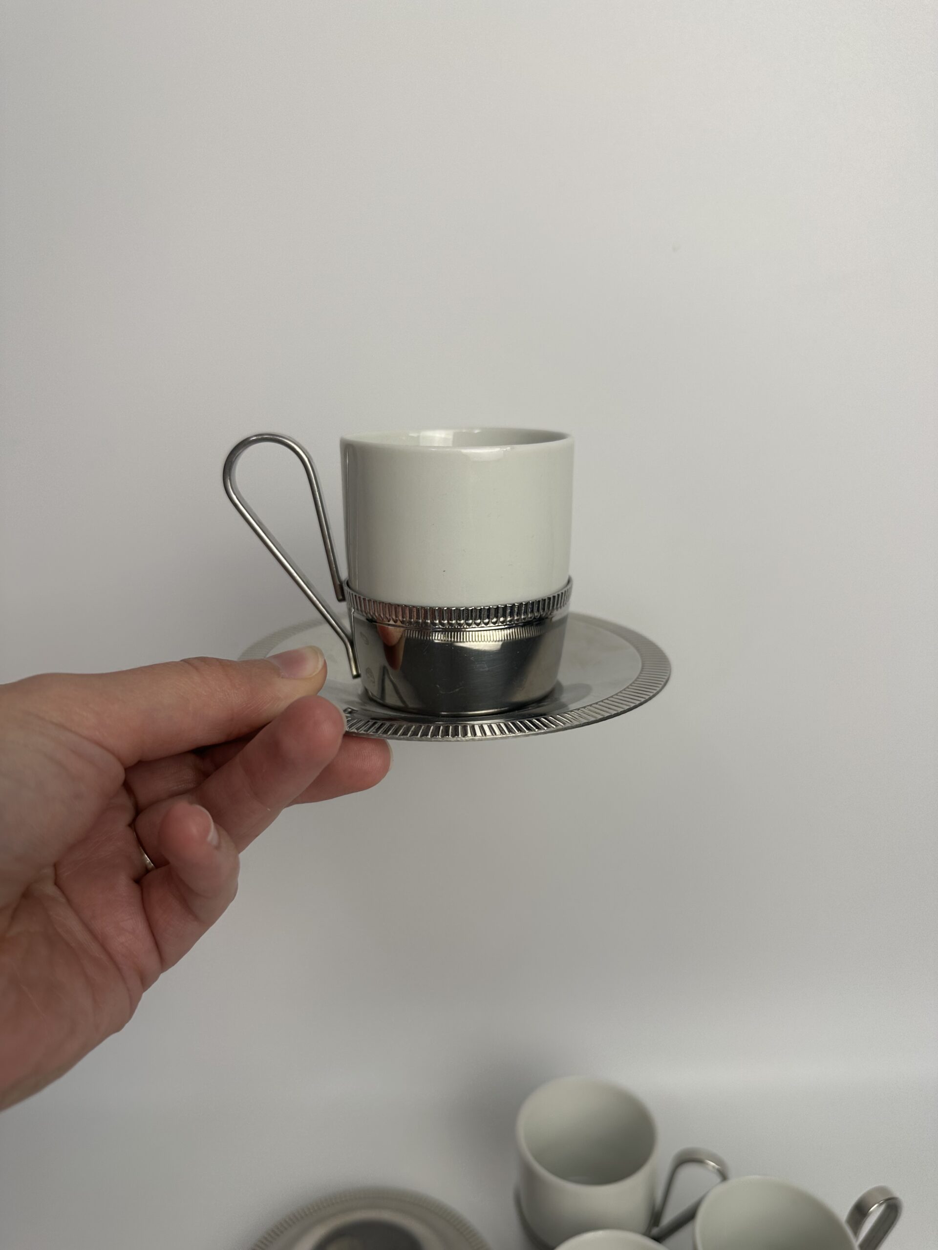 6 tasses expresso et soucoupes en inox Letang Remy – Image 5