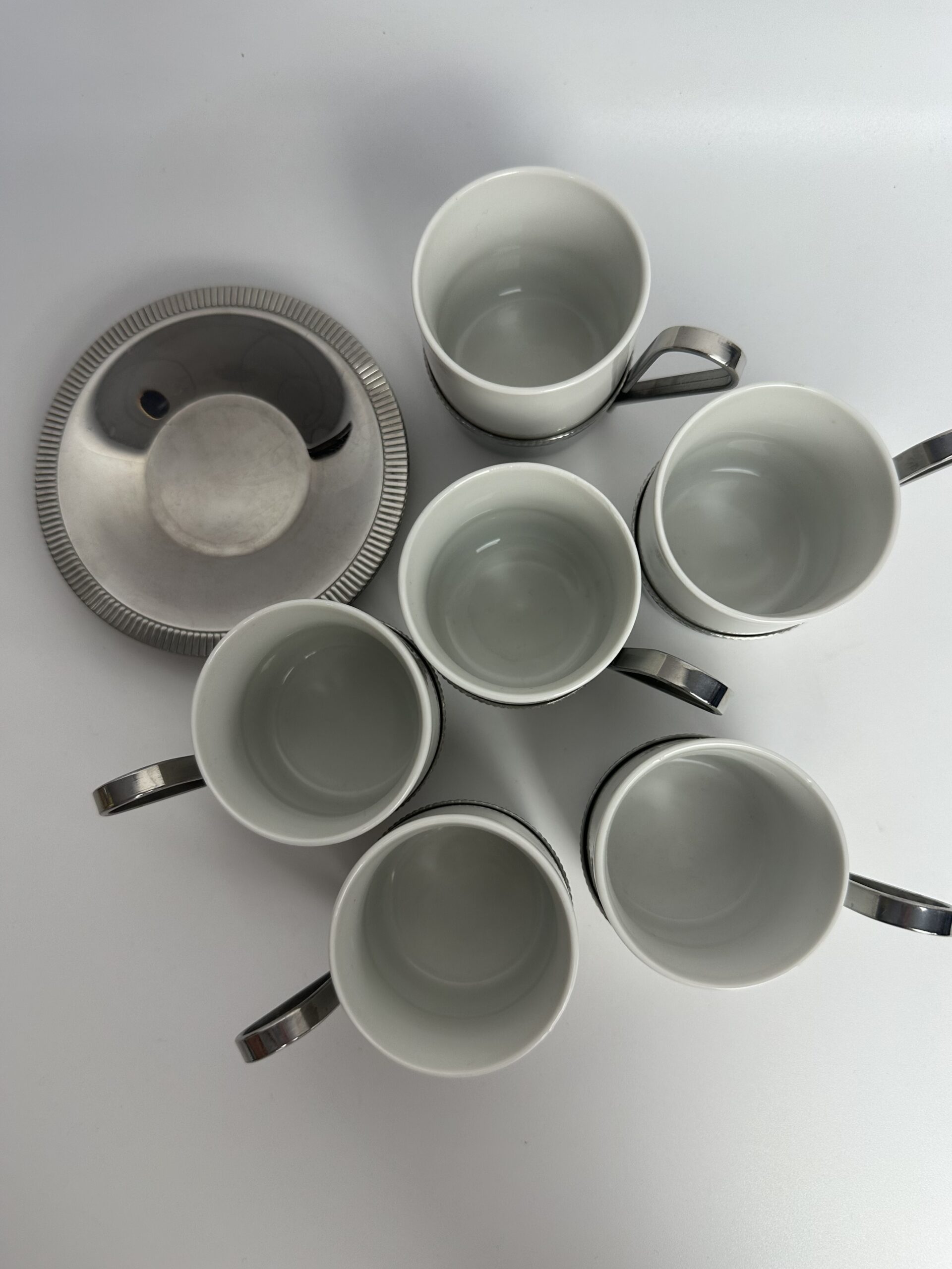 6 tasses expresso et soucoupes en inox Letang Remy – Image 7