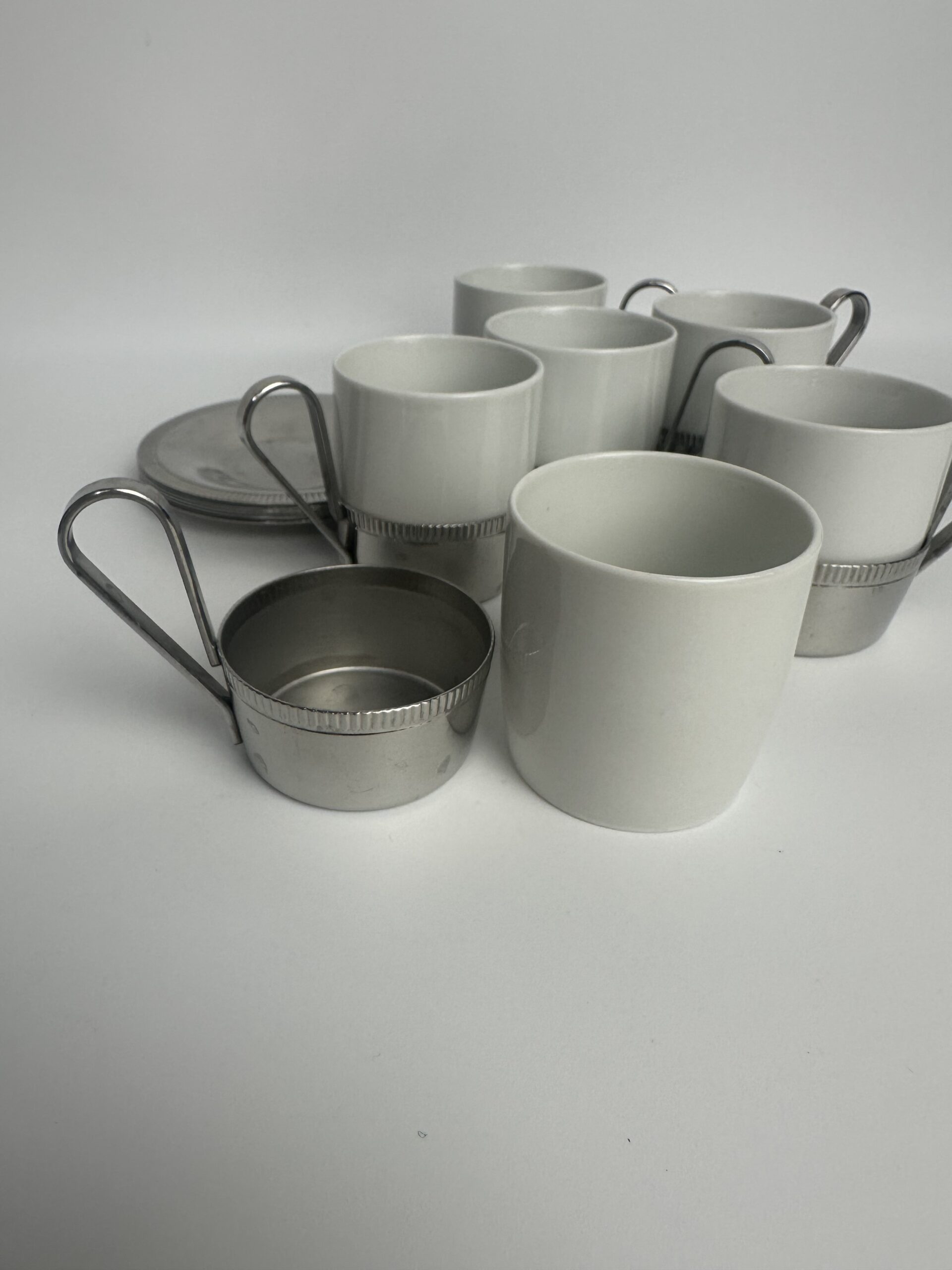 6 tasses expresso et soucoupes en inox Letang Remy – Image 10