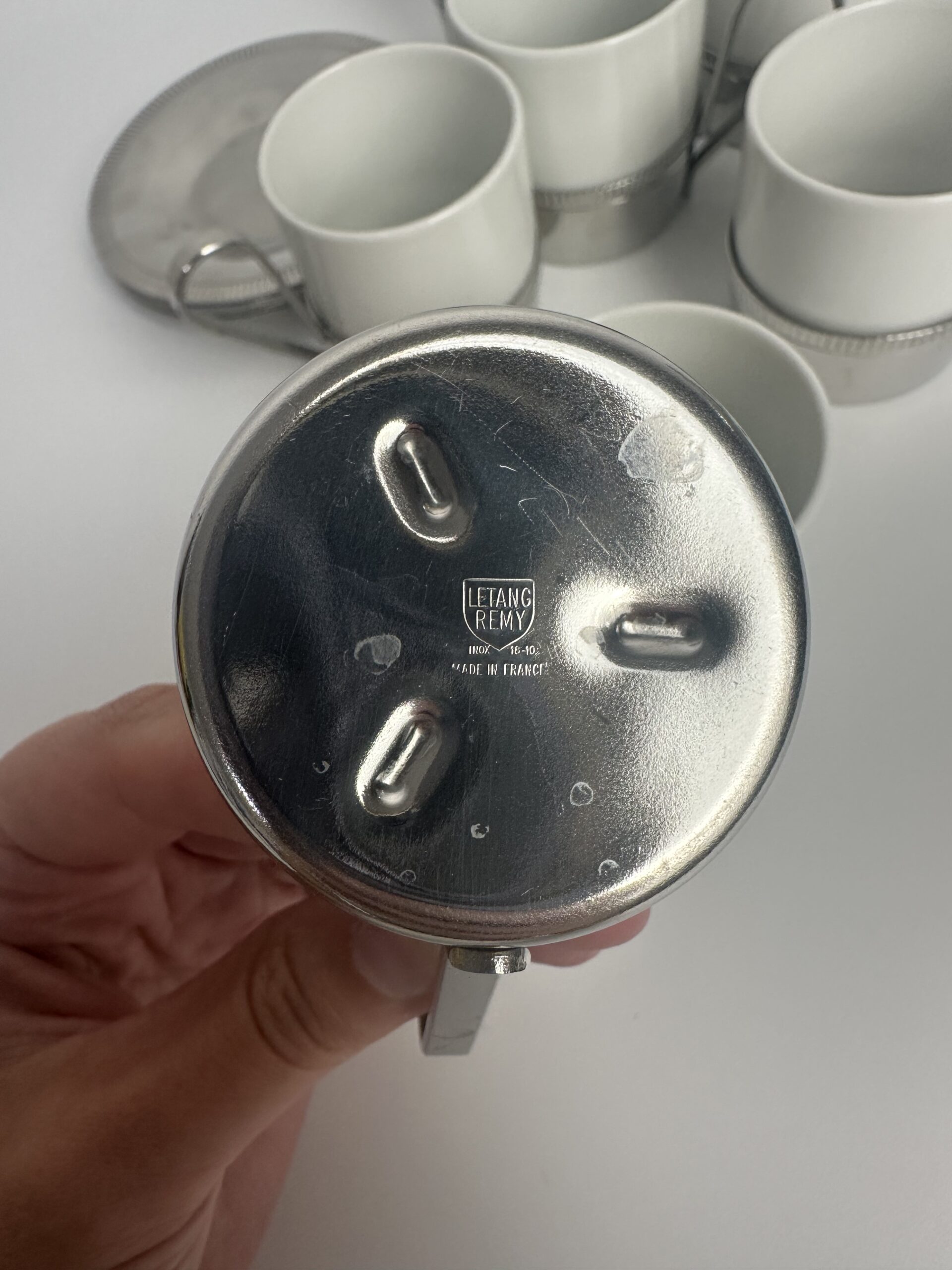 6 tasses expresso et soucoupes en inox Letang Remy – Image 11