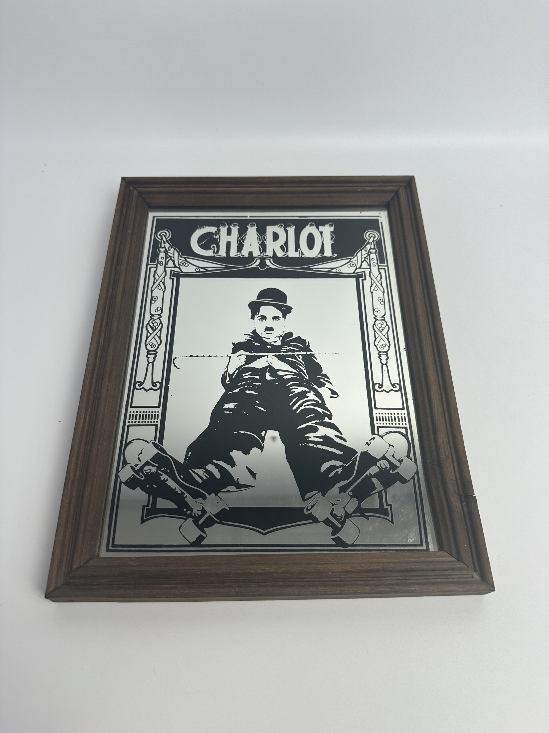 Miroir sérigraphié vintage Charlot Charlie Chaplin – Image 2
