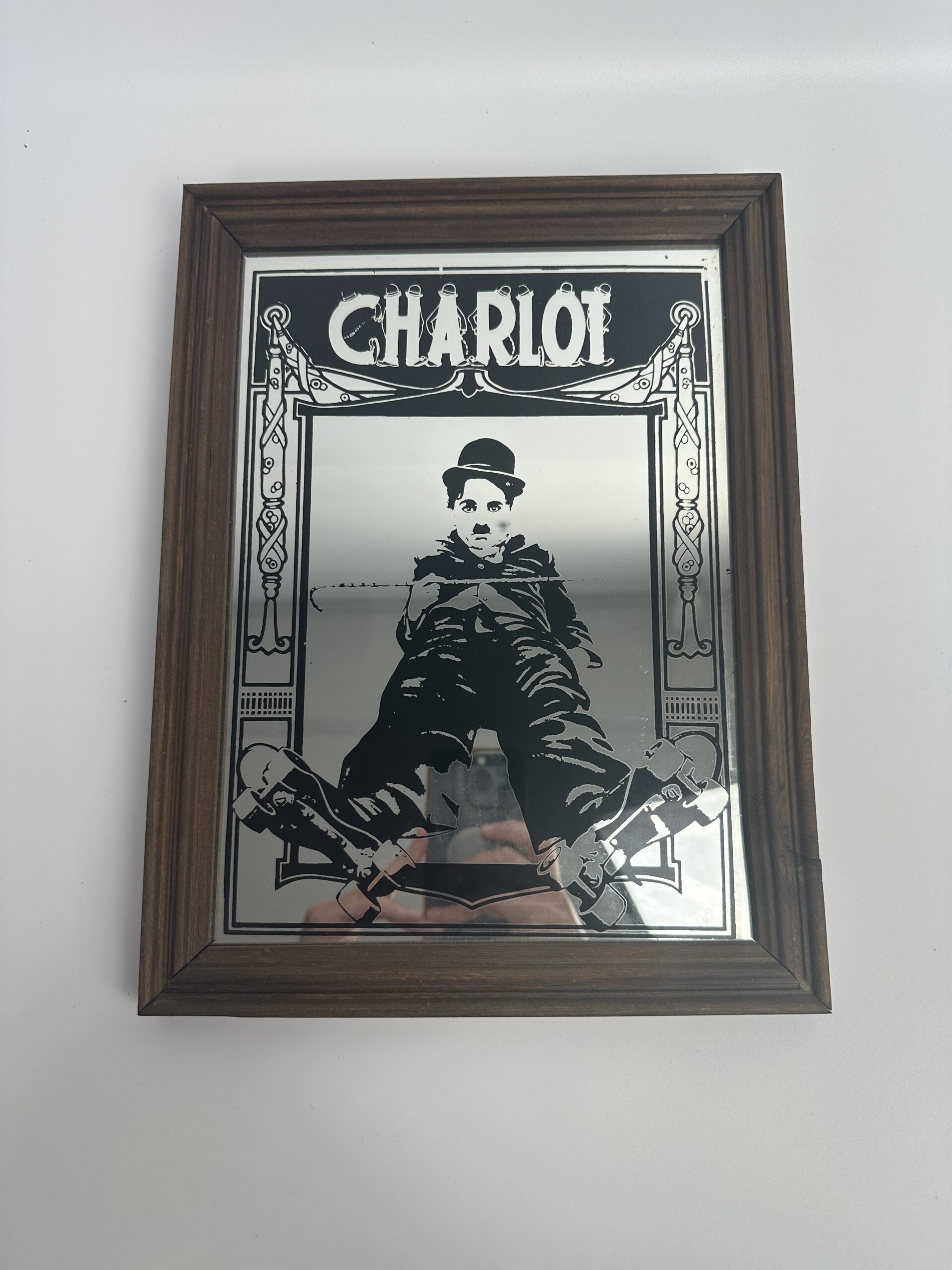 Miroir sérigraphié vintage Charlot Charlie Chaplin – Image 3