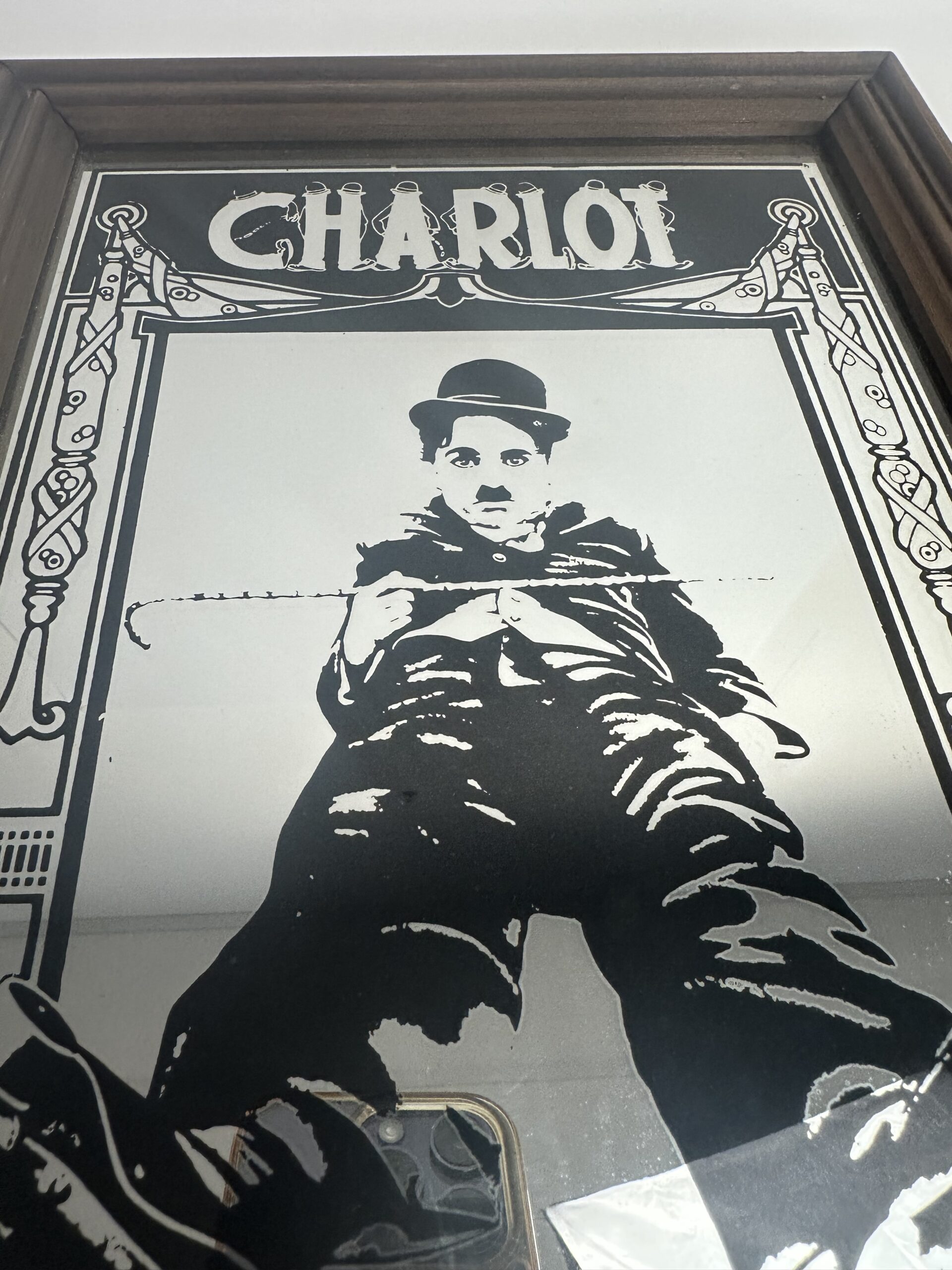 Miroir sérigraphié vintage Charlot Charlie Chaplin – Image 4