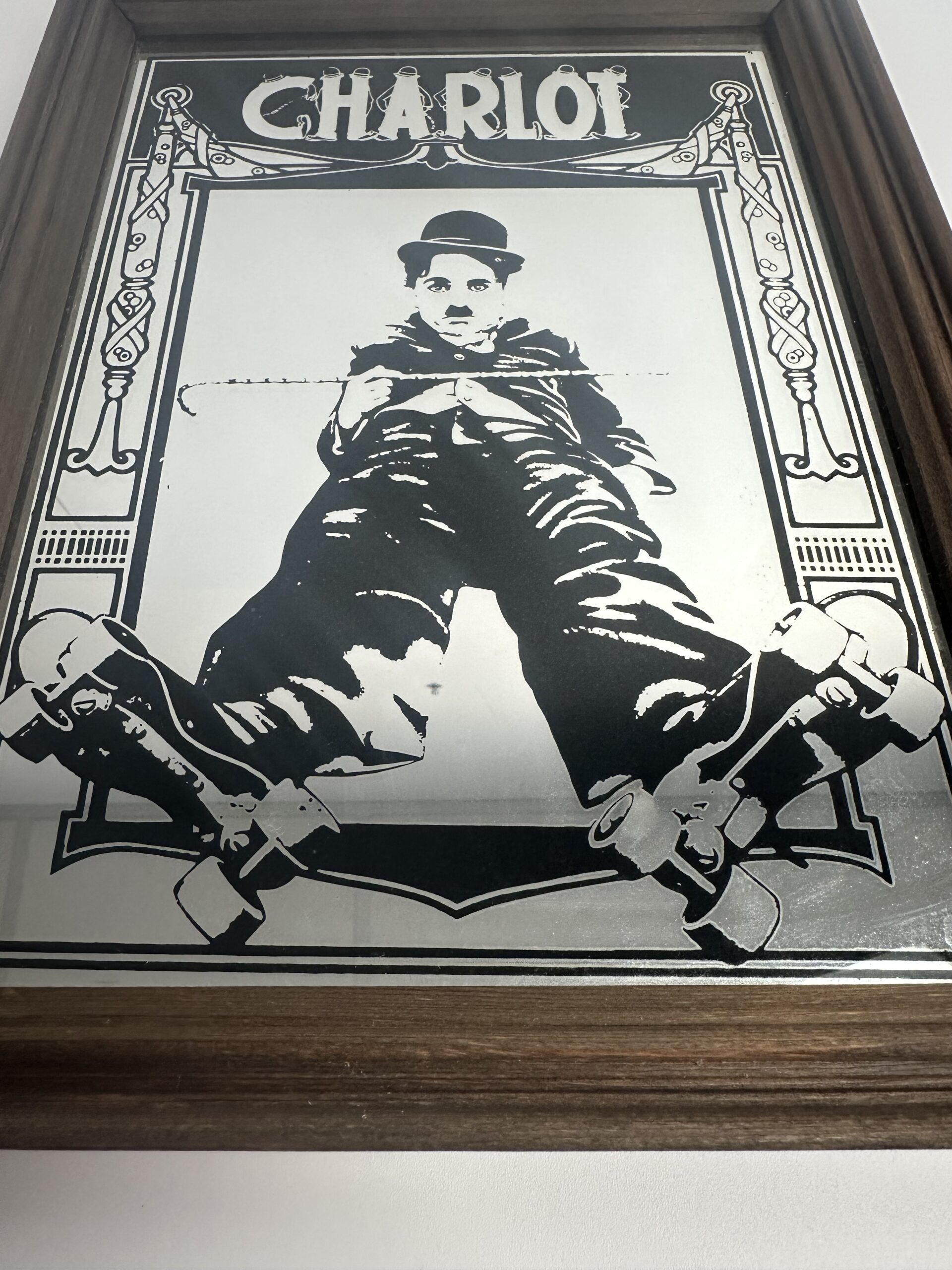 Miroir sérigraphié vintage Charlot Charlie Chaplin – Image 5