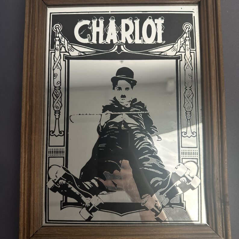 Miroir sérigraphié vintage Charlot Charlie Chaplin