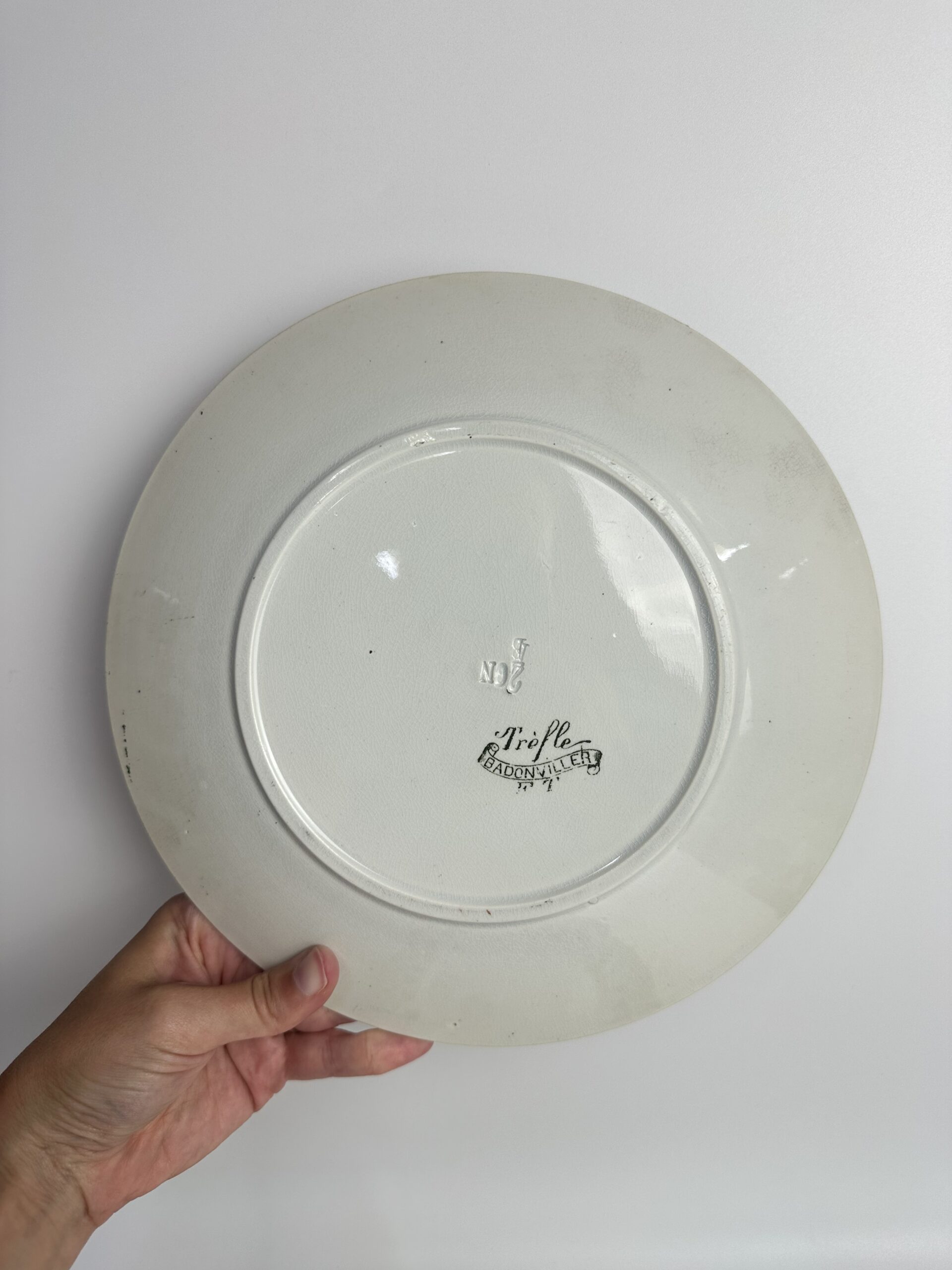 6 assiettes anciennes Badonviller Trèfle Terre de Fer – Image 8
