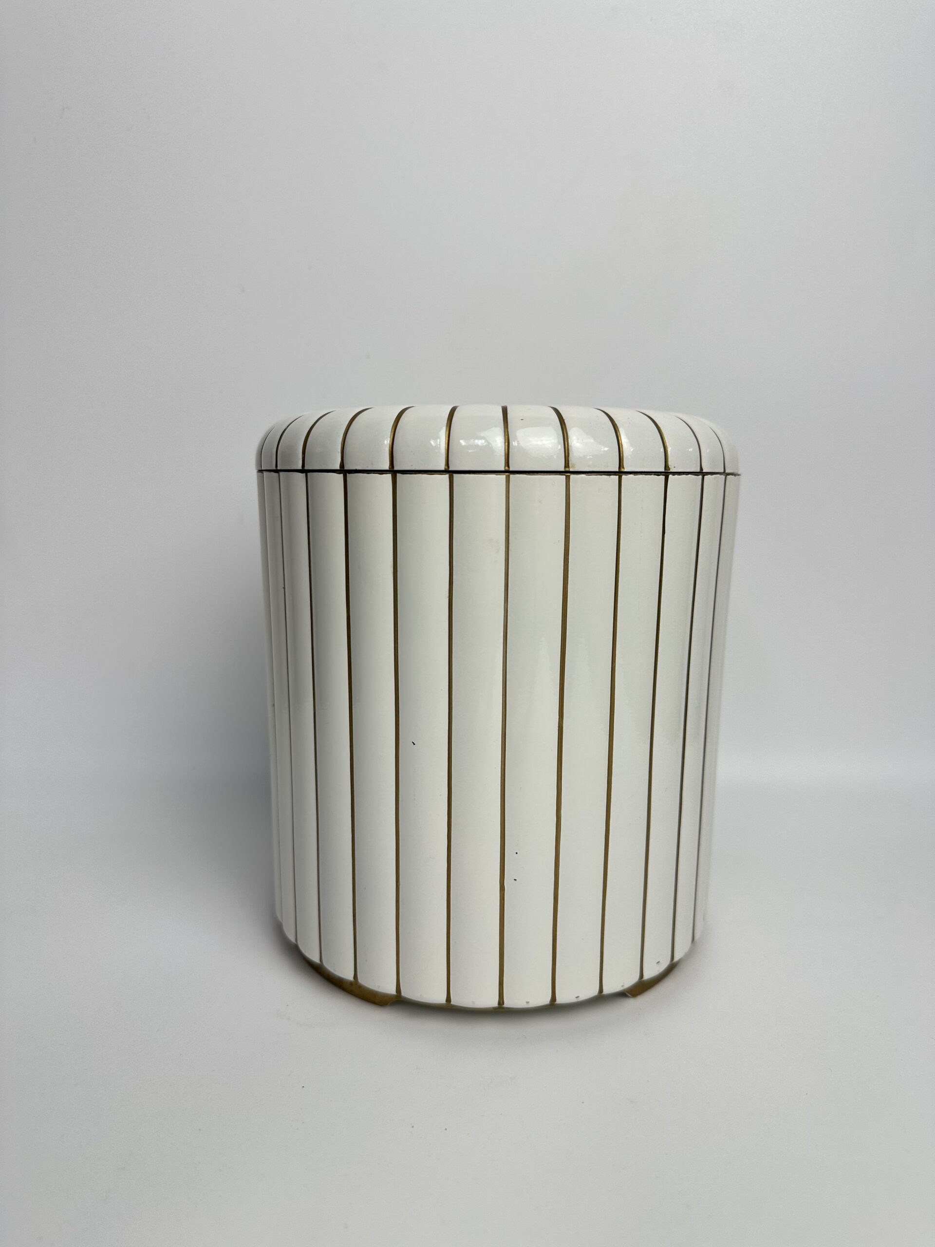 Seau à glaçons vintage blanc et doré – Image 2