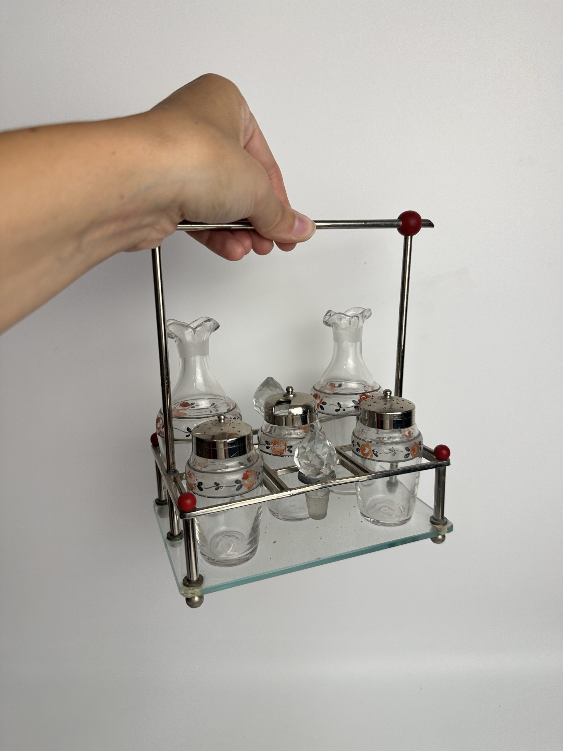Ancien serviteur à condiments en verre – Image 14