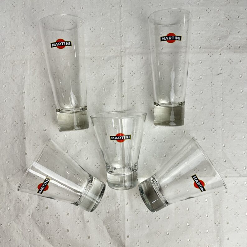 5 verres publicitaires Martini vintage