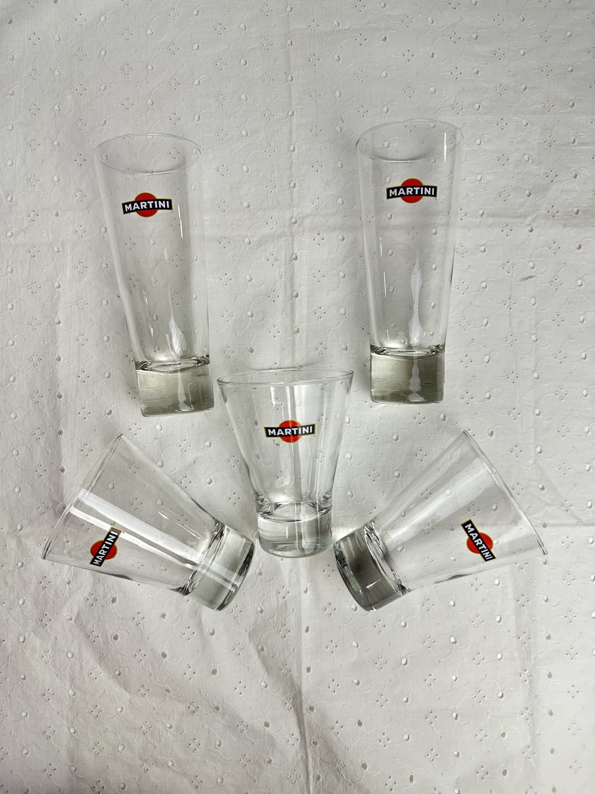 5 verres publicitaires Martini vintage