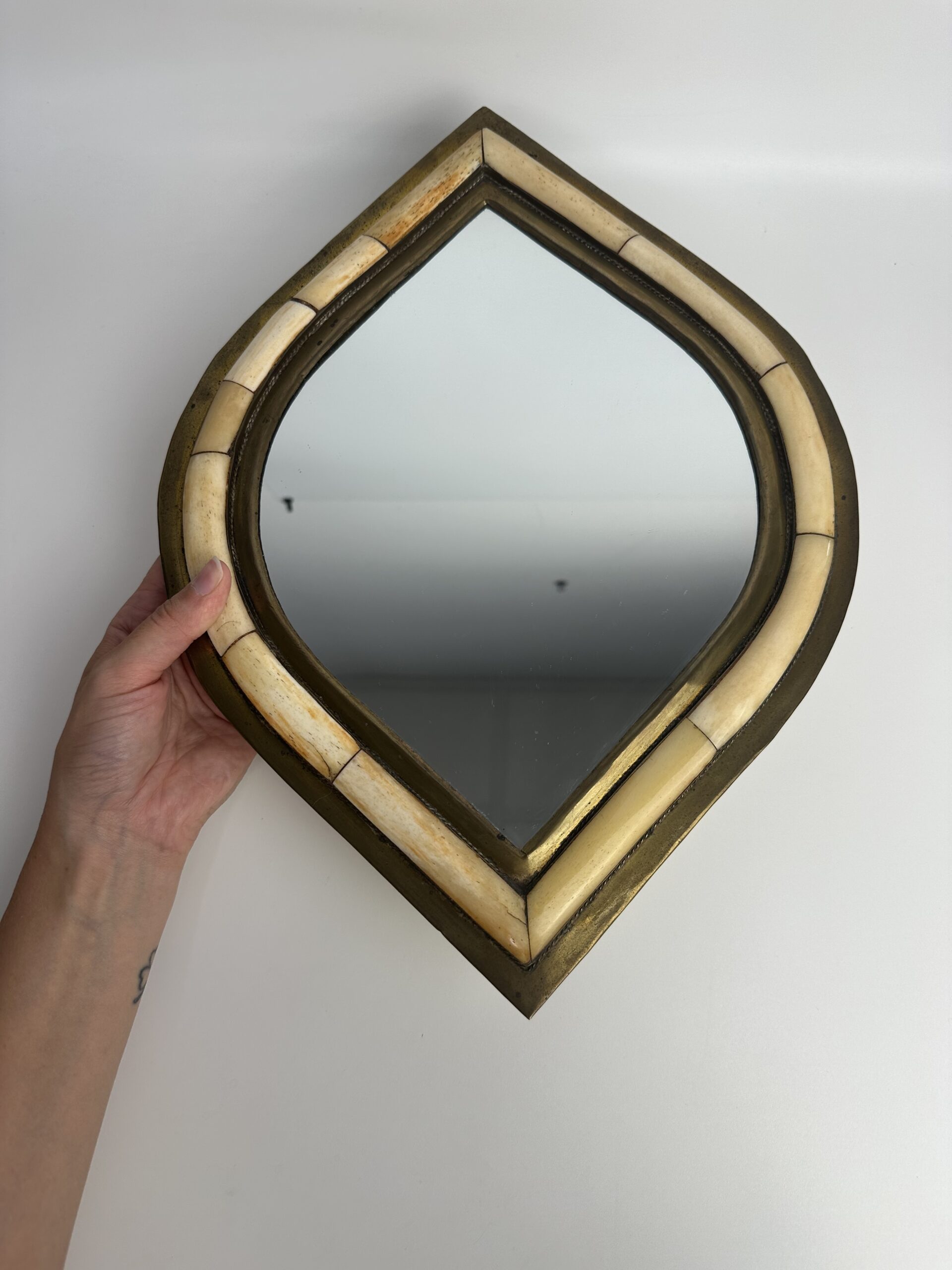 Ancien miroir en laiton style oriental – Image 14