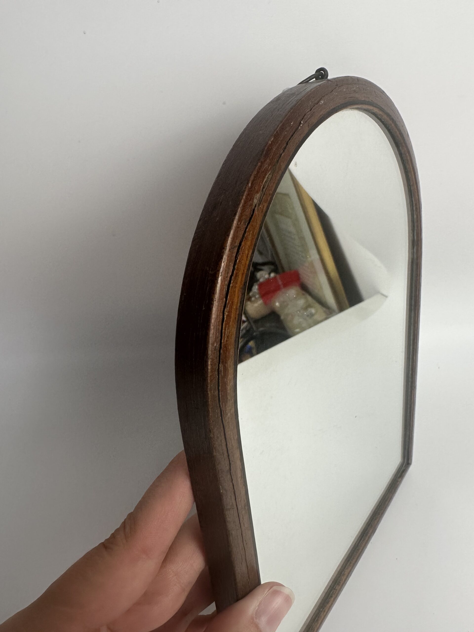Petit miroir sur pied en bois vintage – Image 7