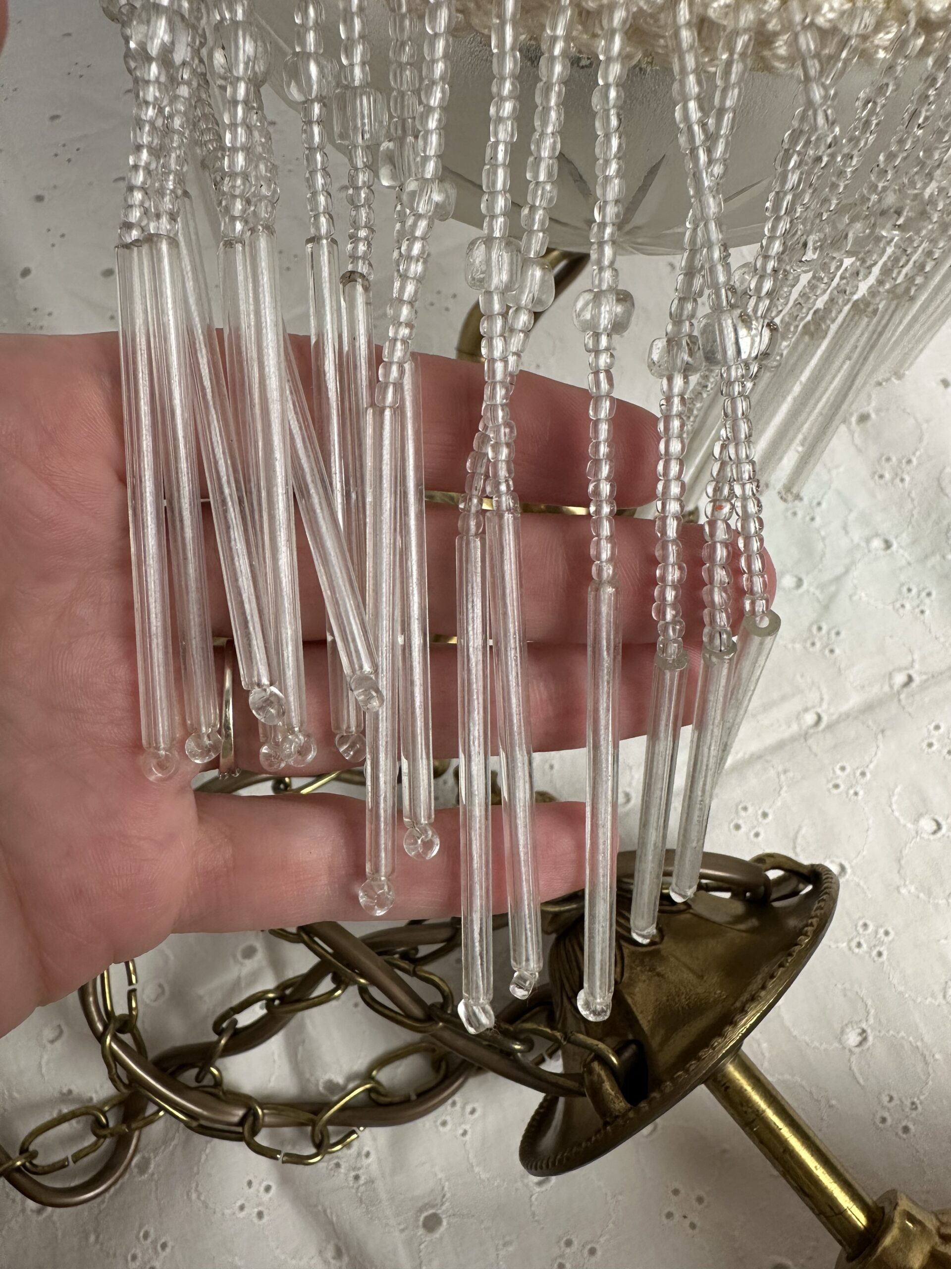 Lustre 3 angelots laiton et verre dépoli – Image 16