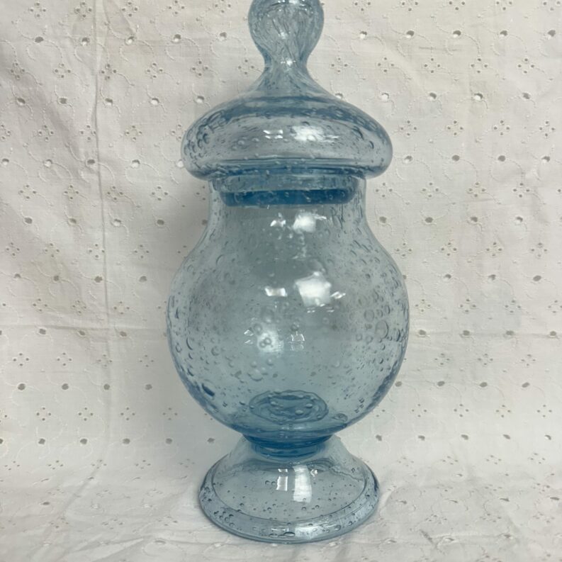 Bonbonnière bleue Biot en verre soufflé