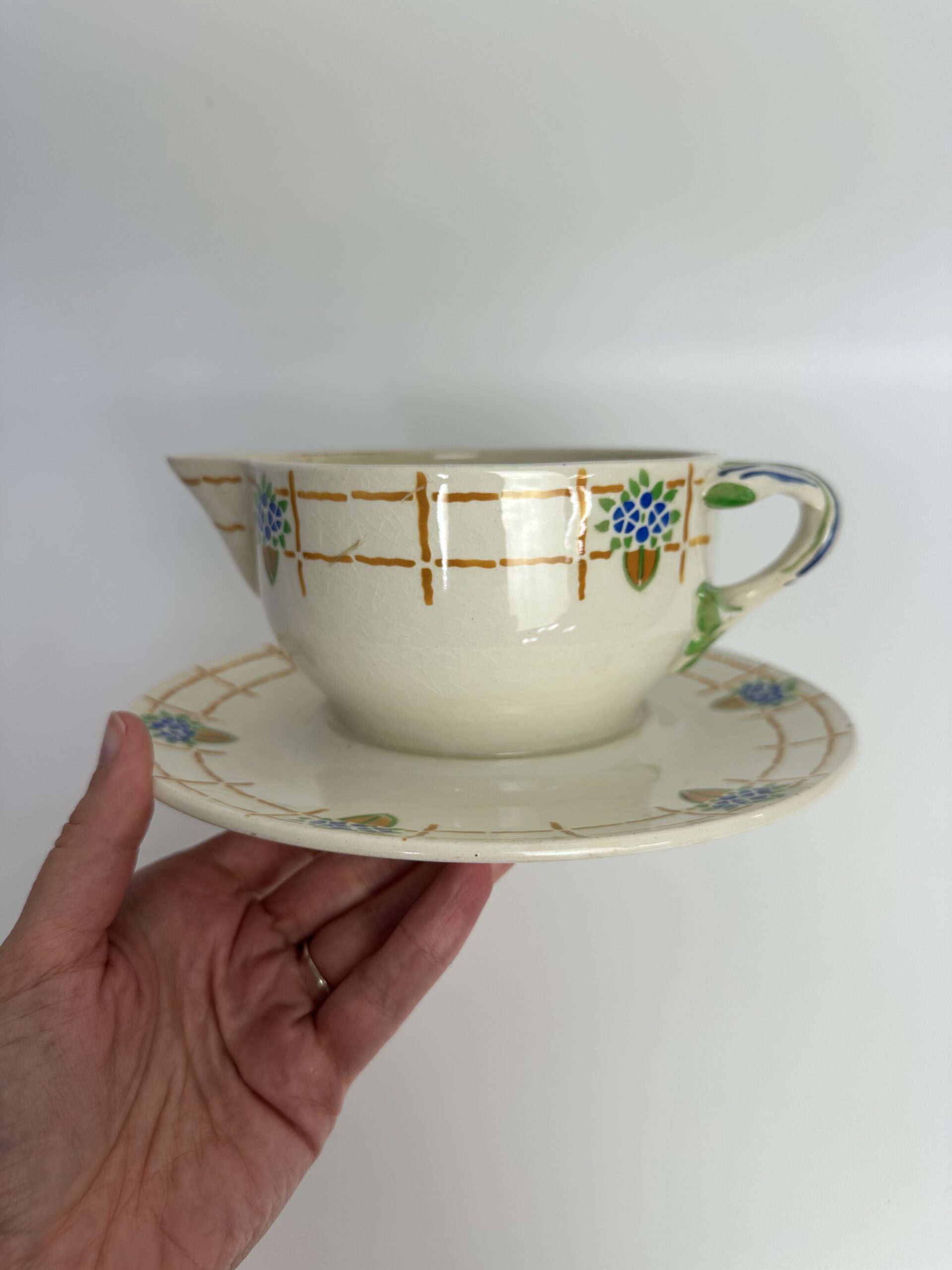 Saucière ancienne HBCM Josette fleurie – Image 8