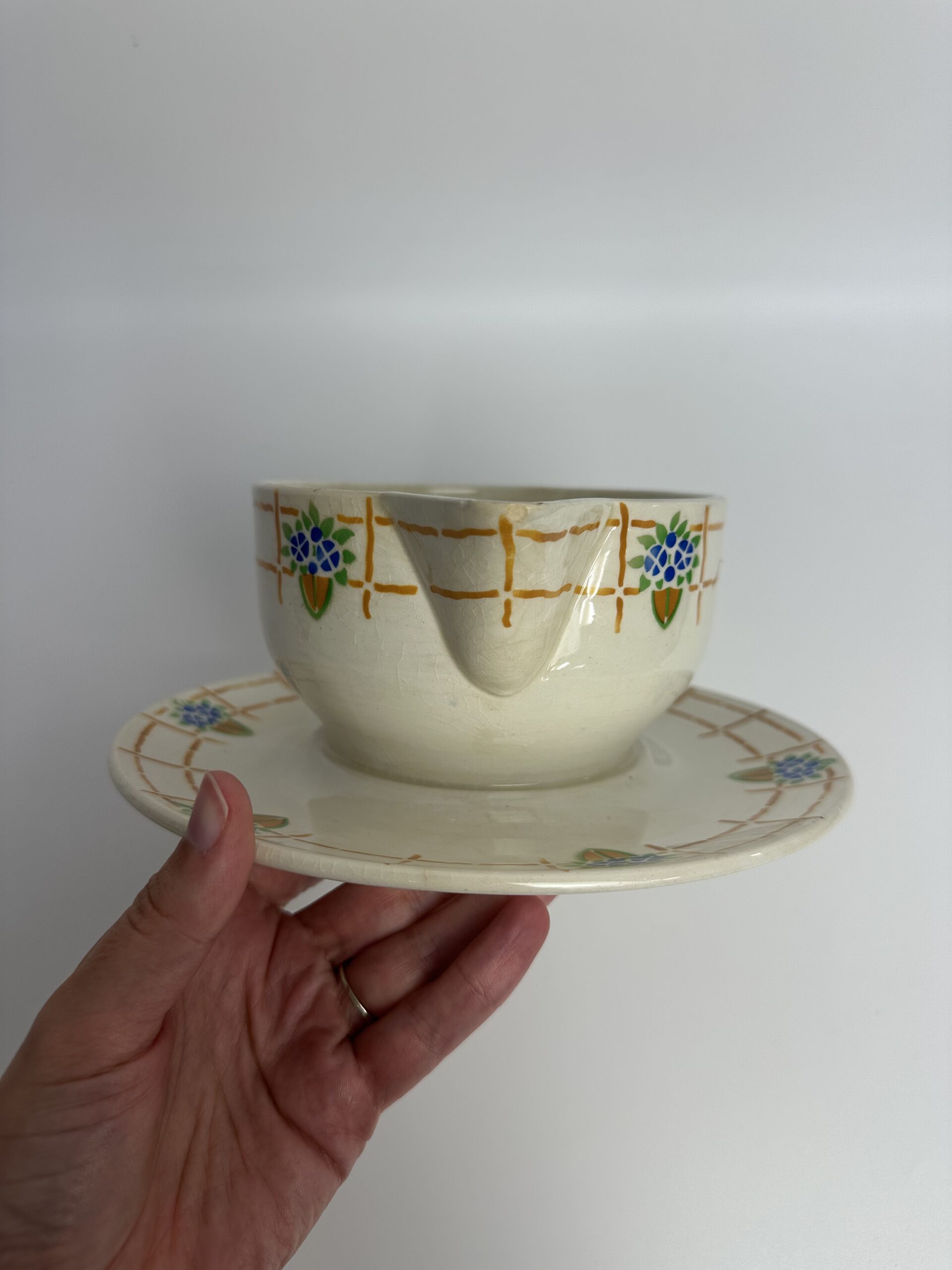 Saucière ancienne HBCM Josette fleurie – Image 9