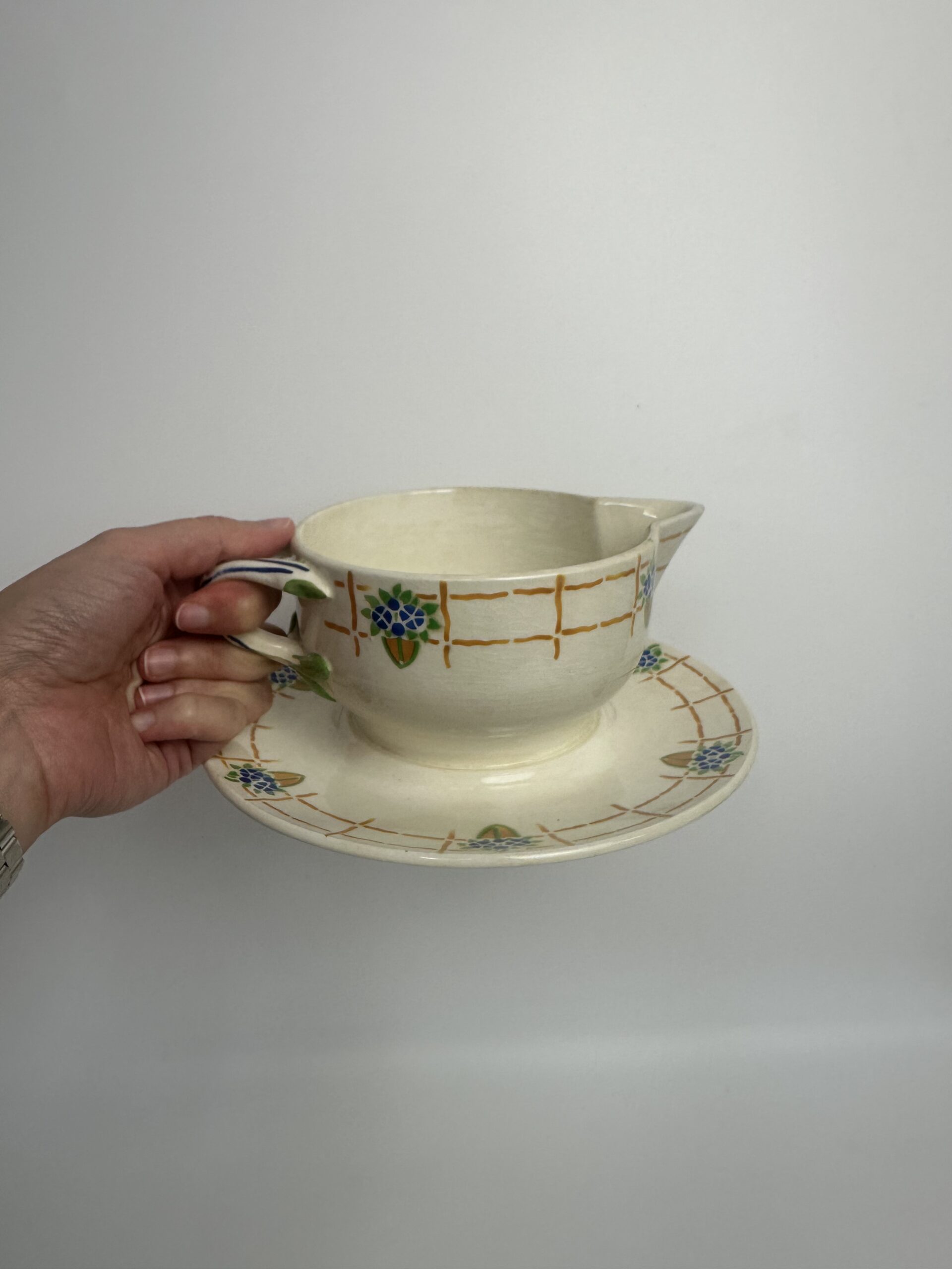 Saucière ancienne HBCM Josette fleurie – Image 4