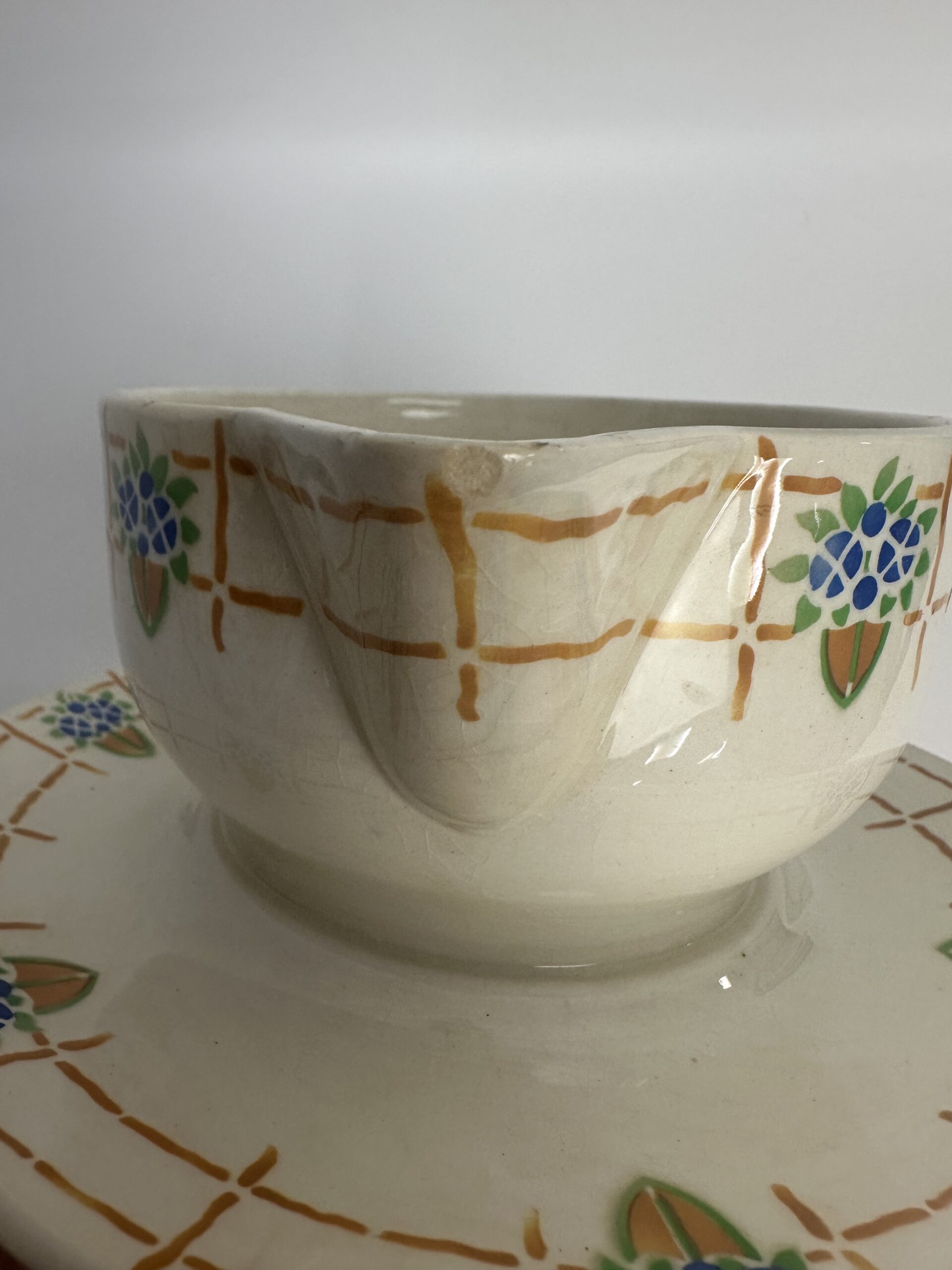 Saucière ancienne HBCM Josette fleurie – Image 10