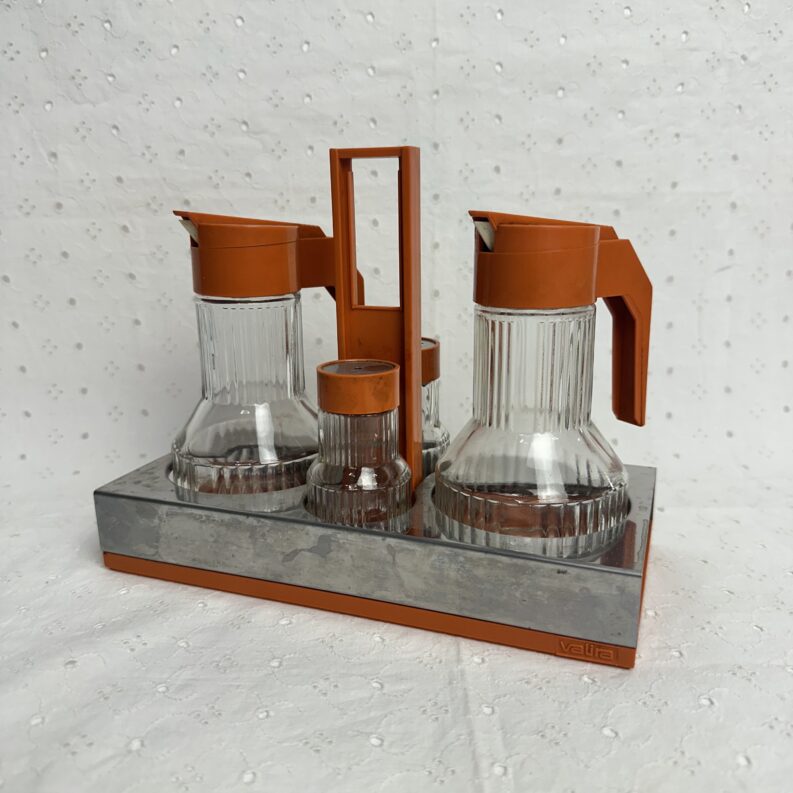 Serviteur à condiments vintage Valira années 70 orange