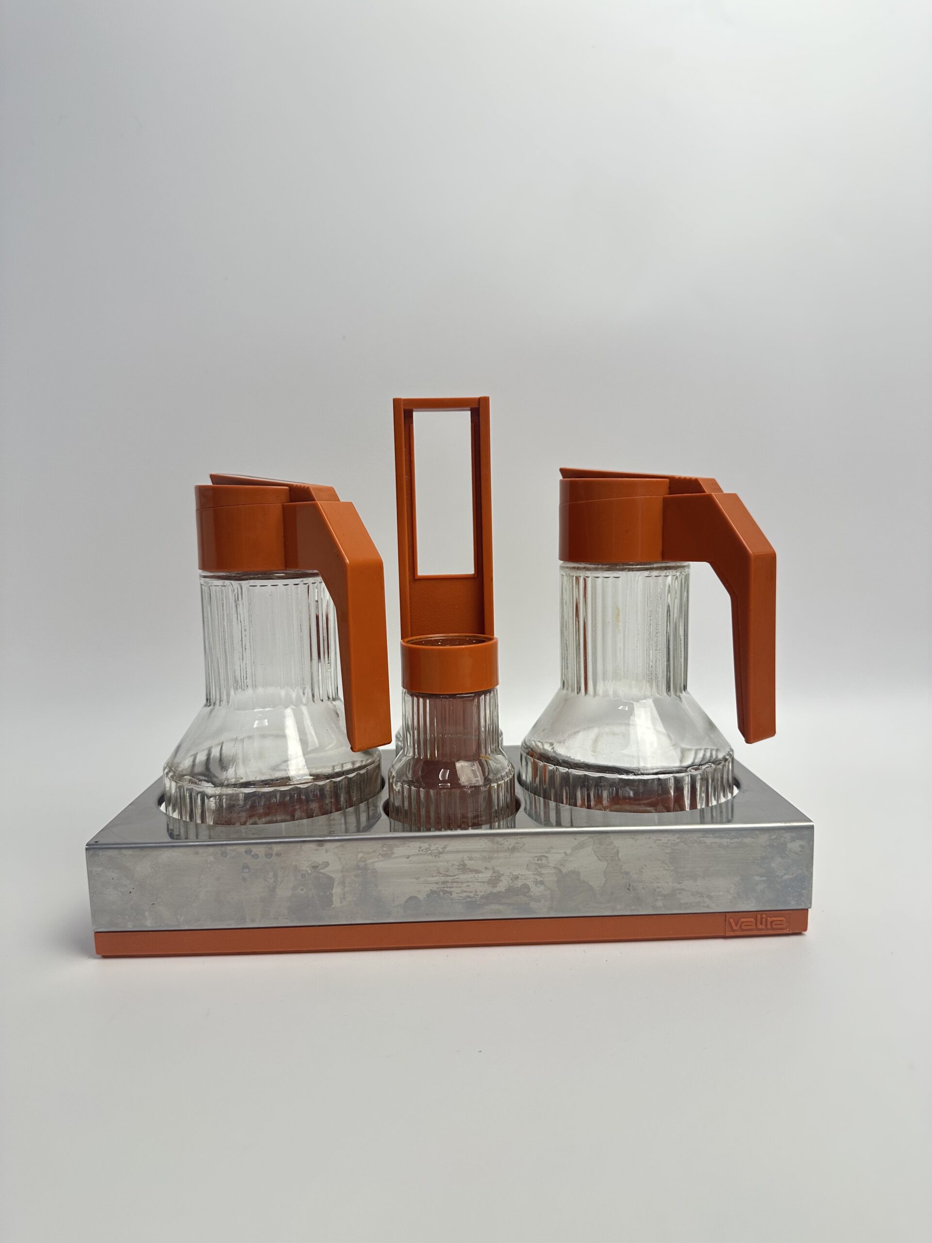Serviteur à condiments vintage Valira années 70 orange – Image 2