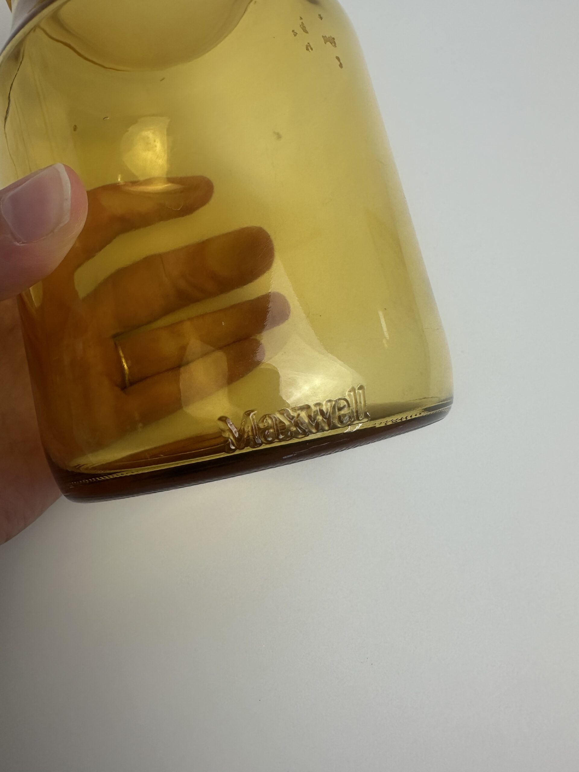 Bocal vintage Maxwell en verre ambré – Image 4