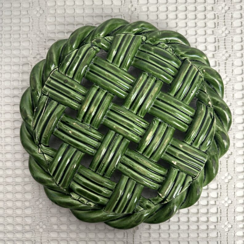 Dessous de plat vintage en céramique vernissée verte