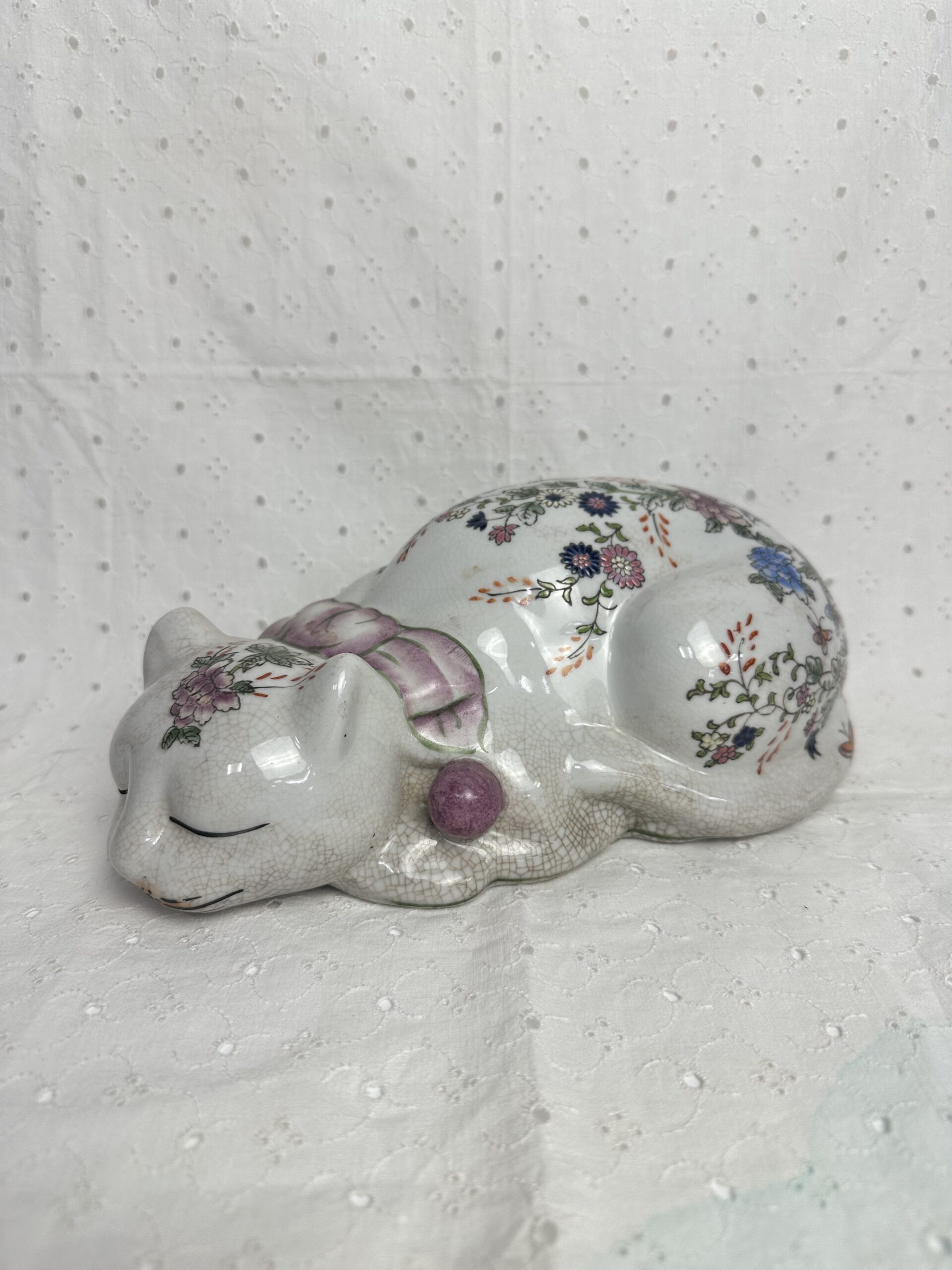 Figurine chinoise en céramique chat peint à la main