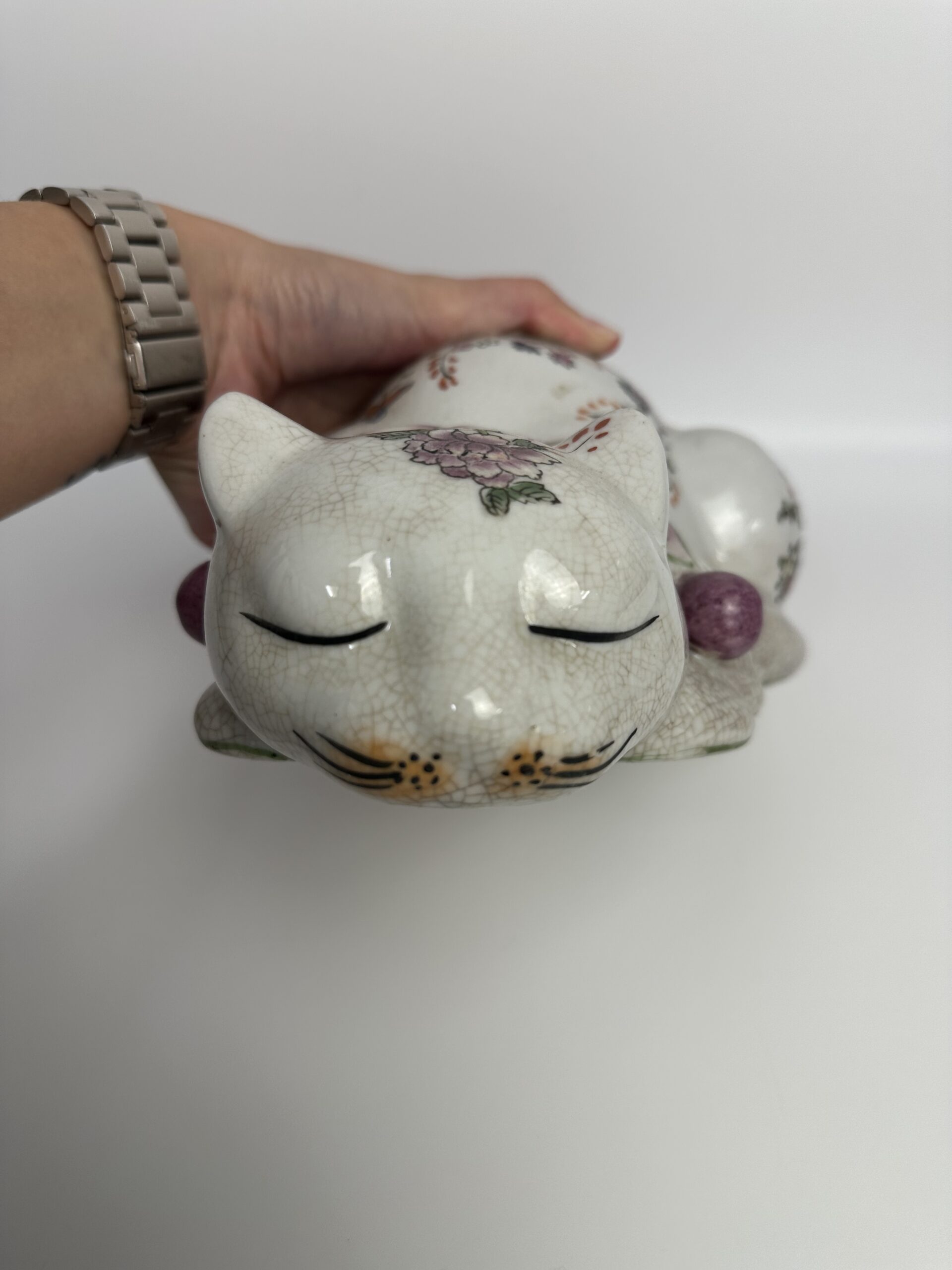Figurine chinoise en céramique chat peint à la main – Image 6