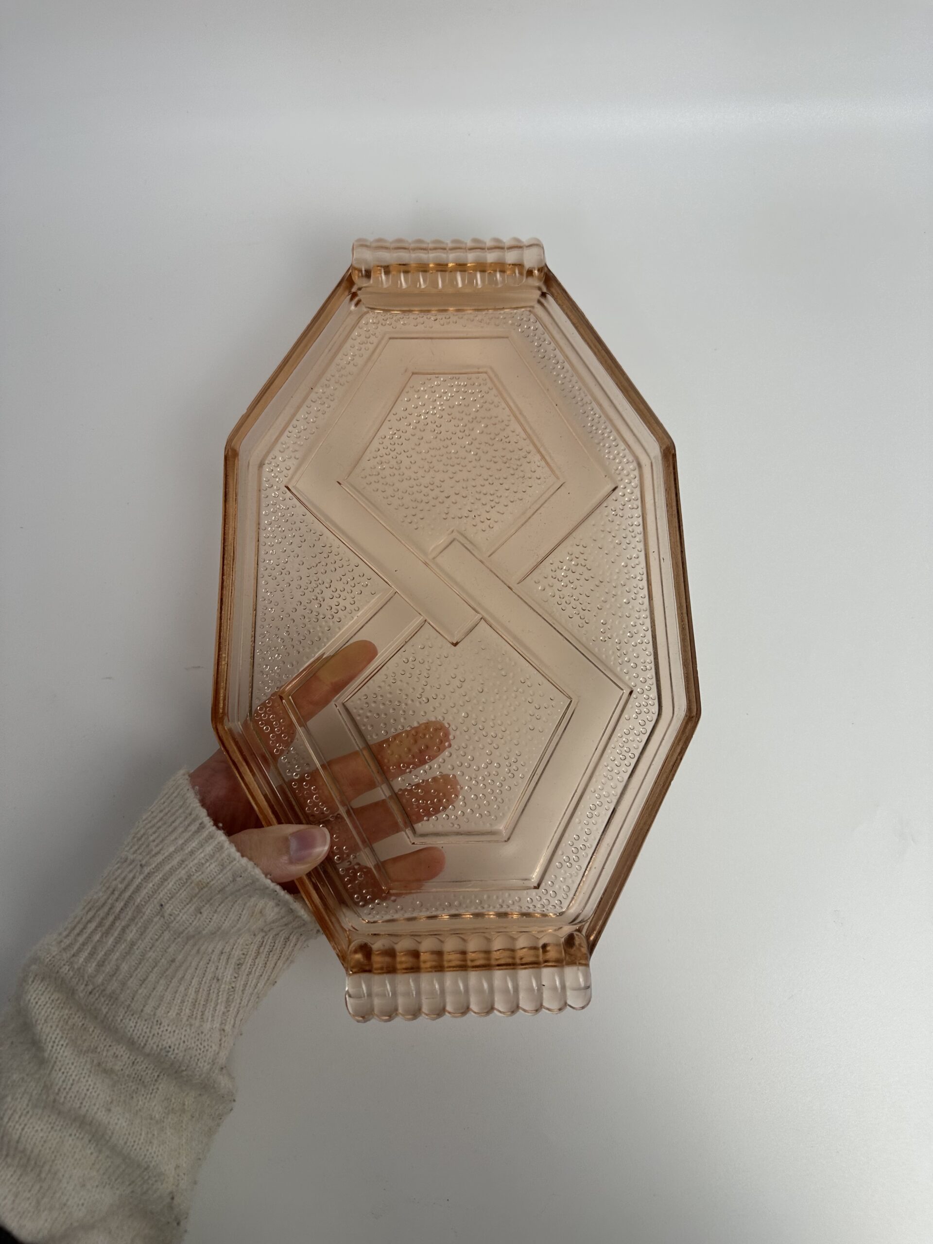 Ancien plateau en verre rosaline – Image 6